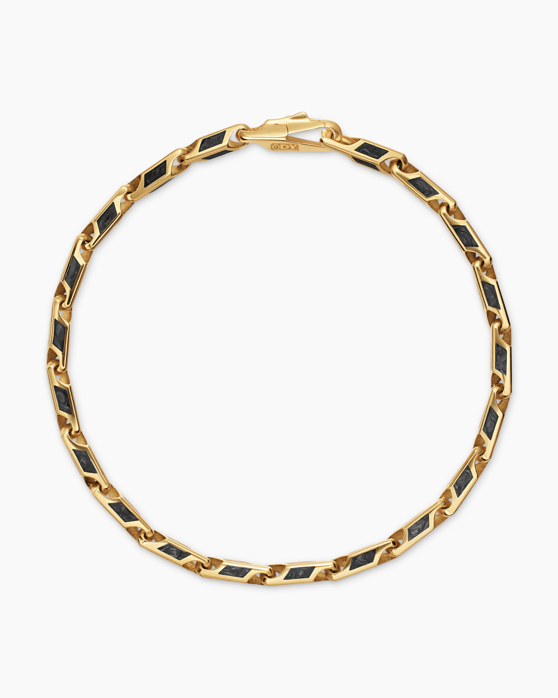 Streamline Faceted Chain Bracelet in 18K Yellow Gold with Forged Carbon, 4.3mm - Image 3