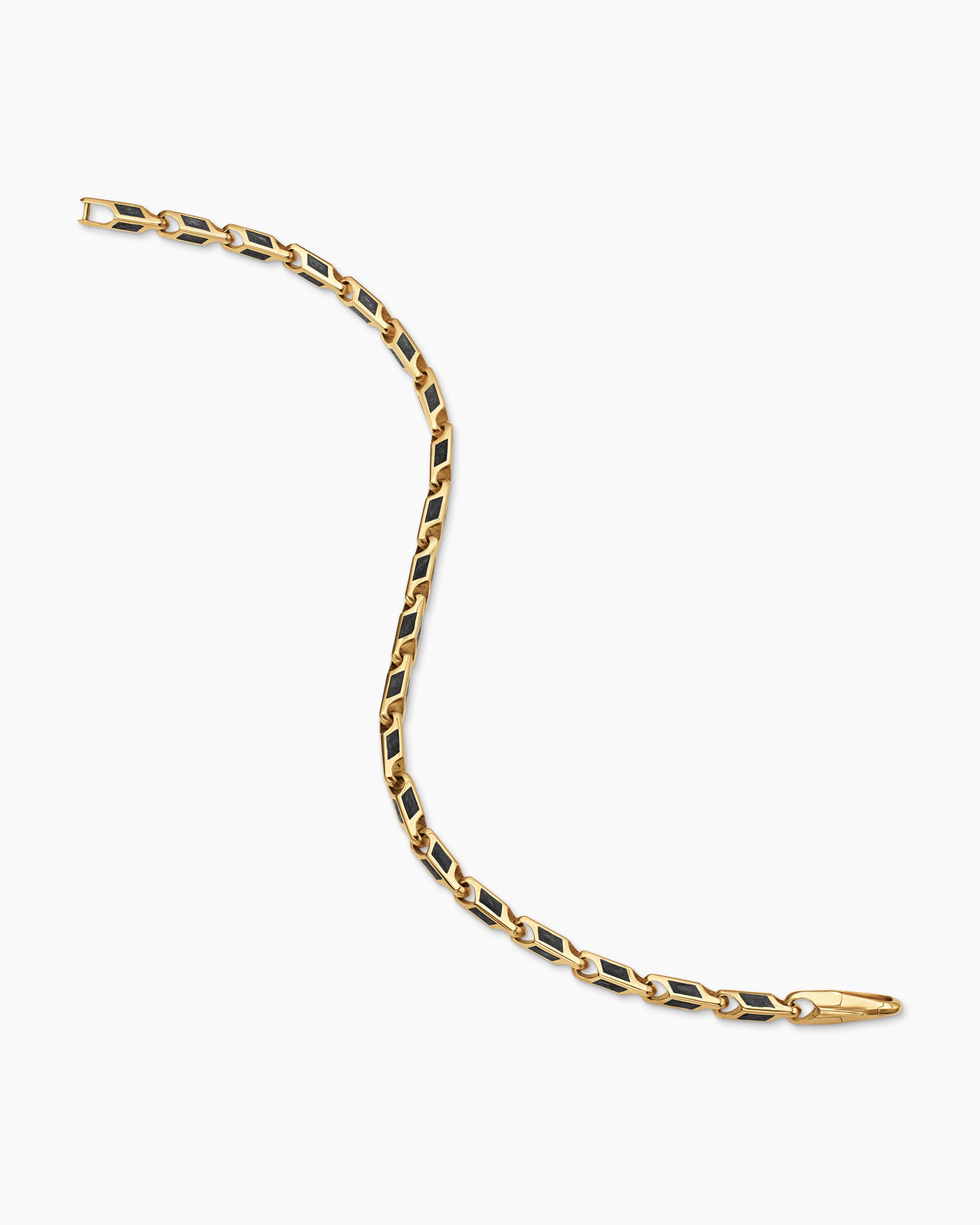 Streamline Faceted Chain Bracelet in 18K Yellow Gold with Forged Carbon, 4.3mm - Image 4