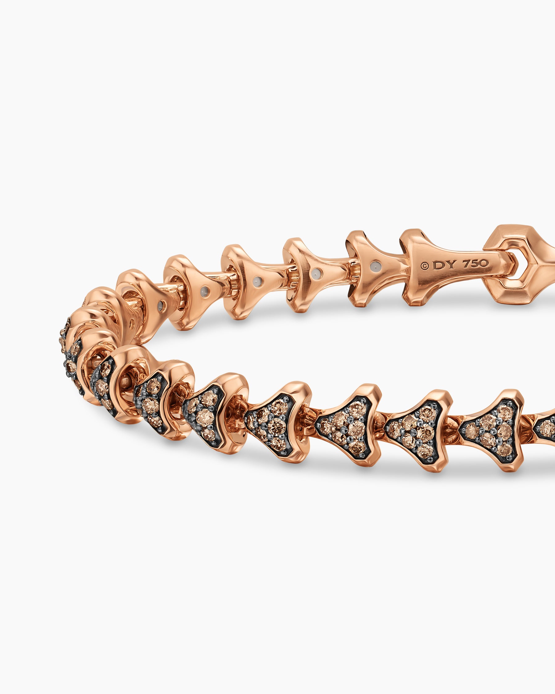 Armory Link Bracelet in 18K Rose Gold with Cognac Diamonds, 7.5mm - Image 5