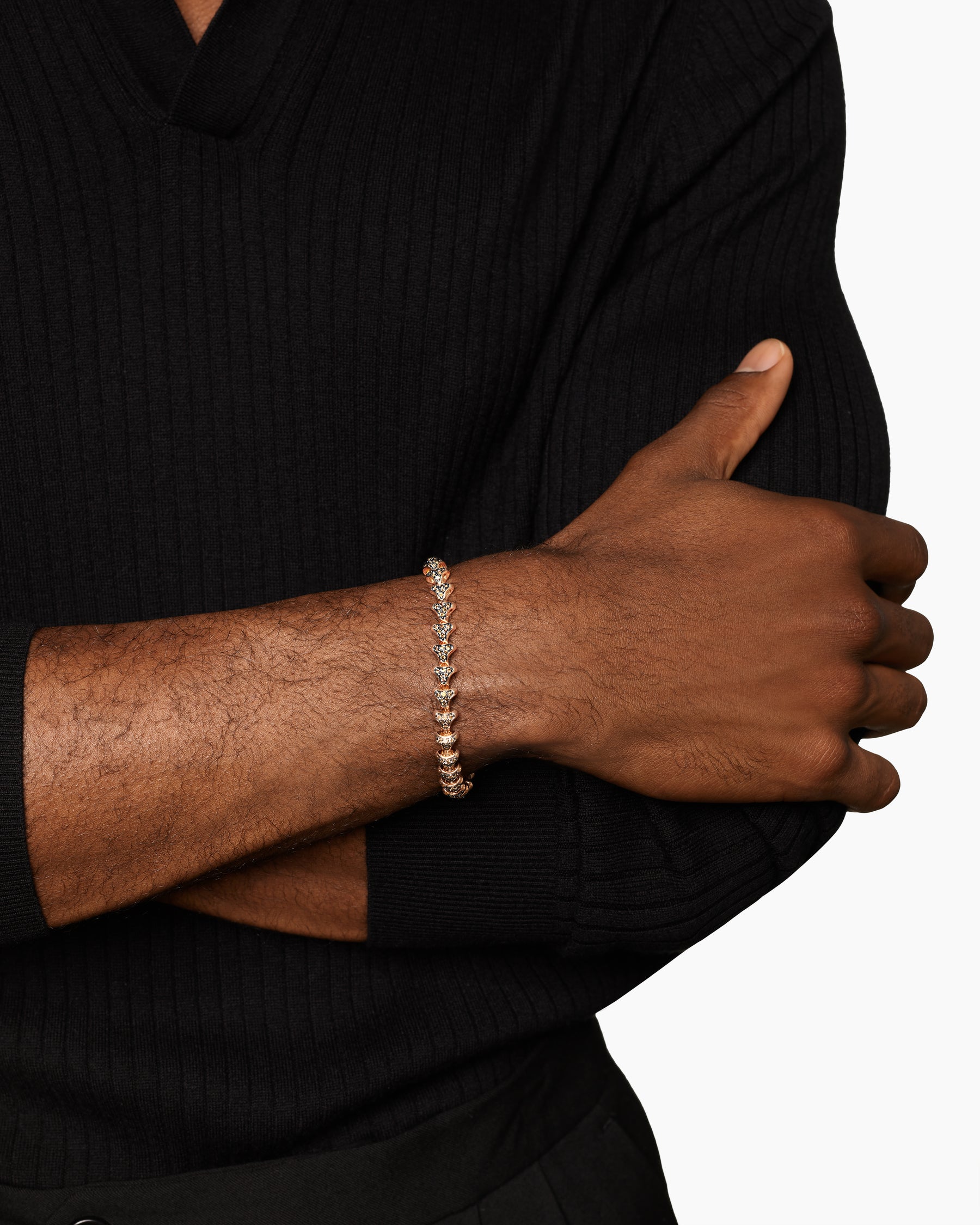 Armory Link Bracelet in 18K Rose Gold with Cognac Diamonds, 7.5mm - Image 2