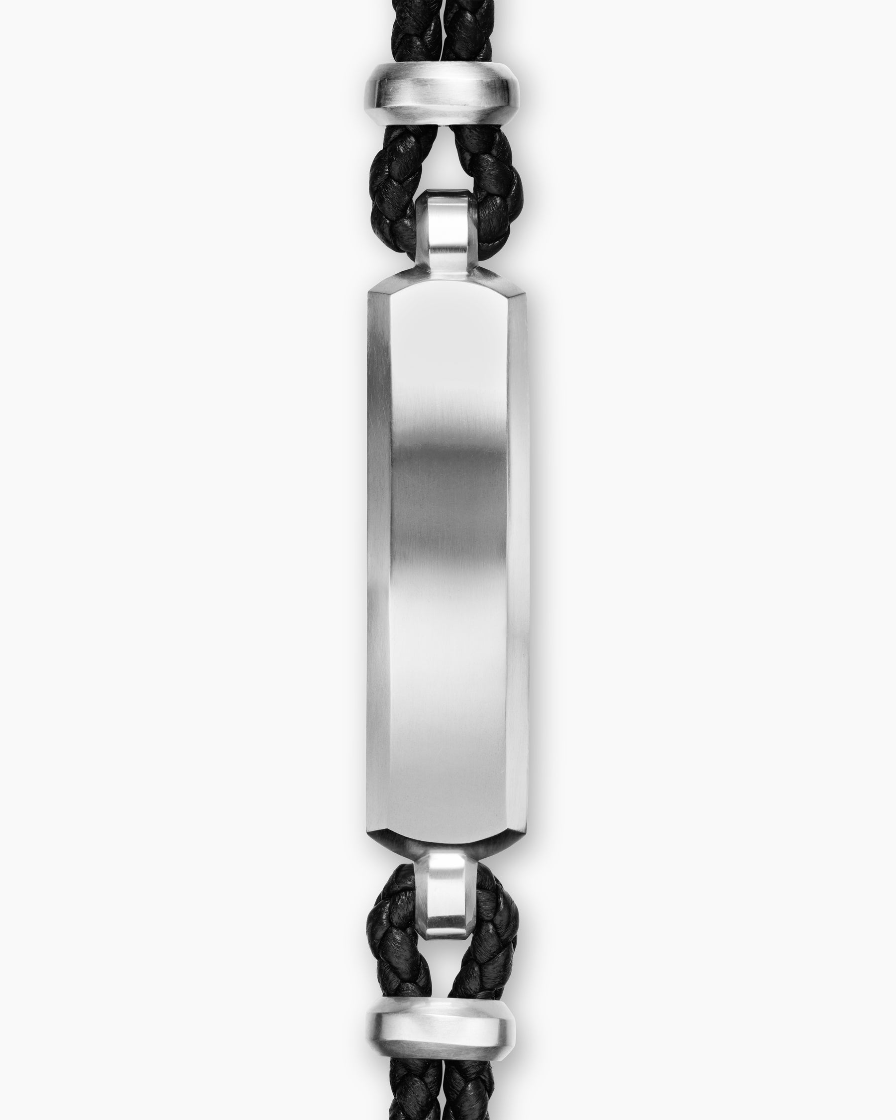 Streamline ID Bar Bracelet in Black Leather with Sterling Silver, 6mm - Image 3