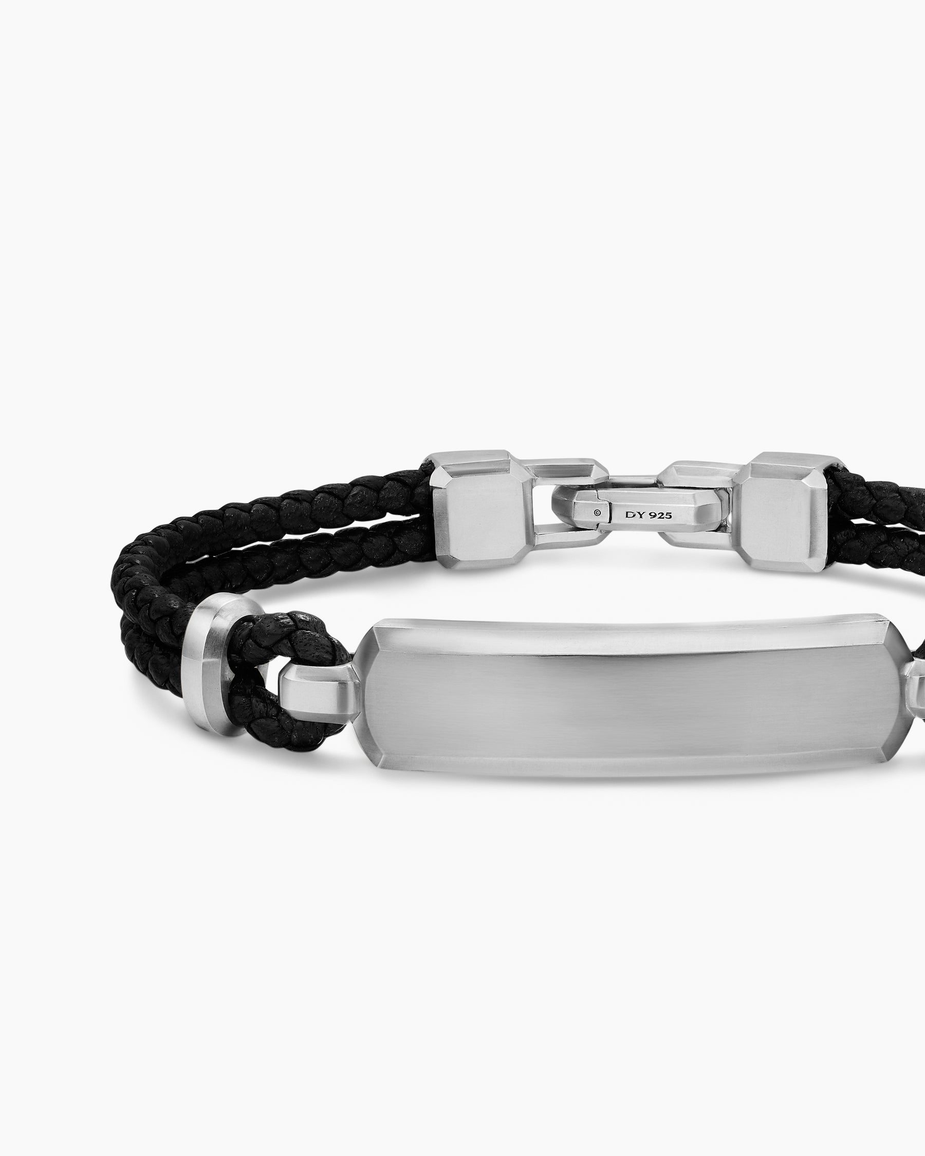 Streamline ID Bar Bracelet in Black Leather with Sterling Silver, 6mm - Image 4