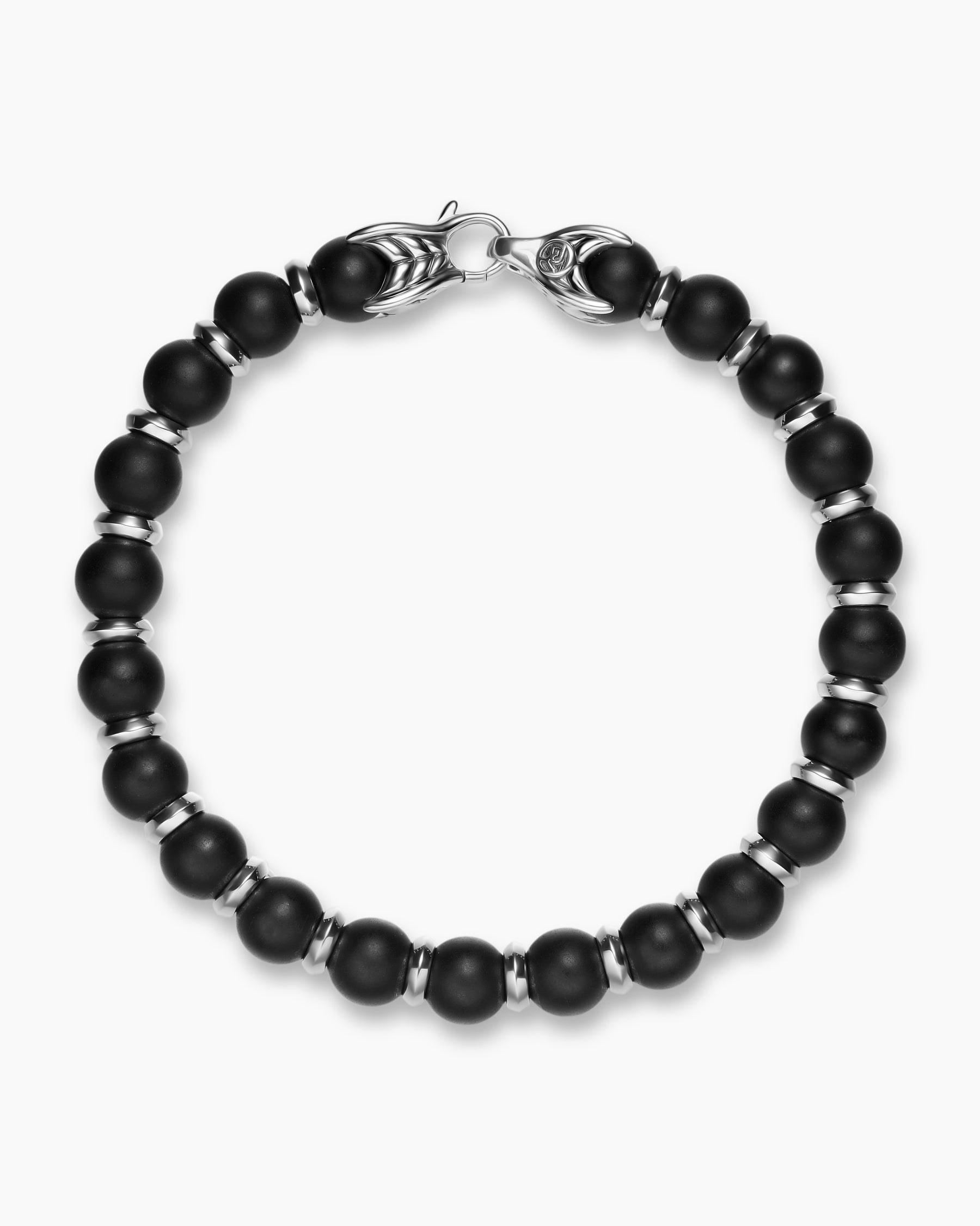 Spiritual Beads Bracelet in Sterling Silver with Black Onyx, 8mm - Image 3