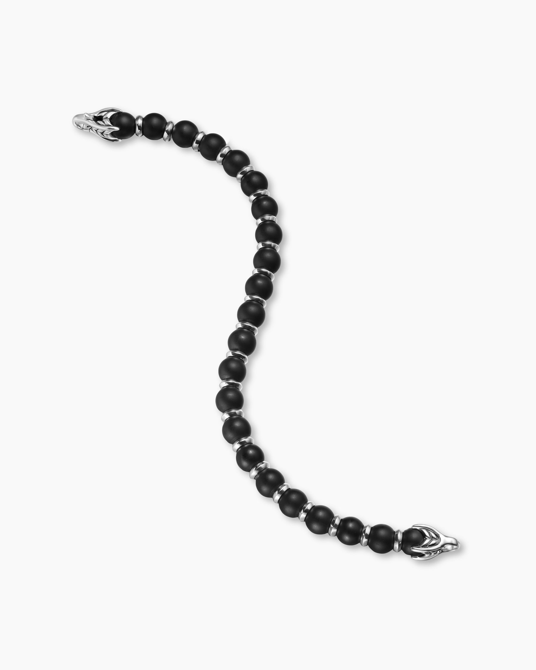 Spiritual Beads Bracelet in Sterling Silver with Black Onyx, 8mm - Image 4