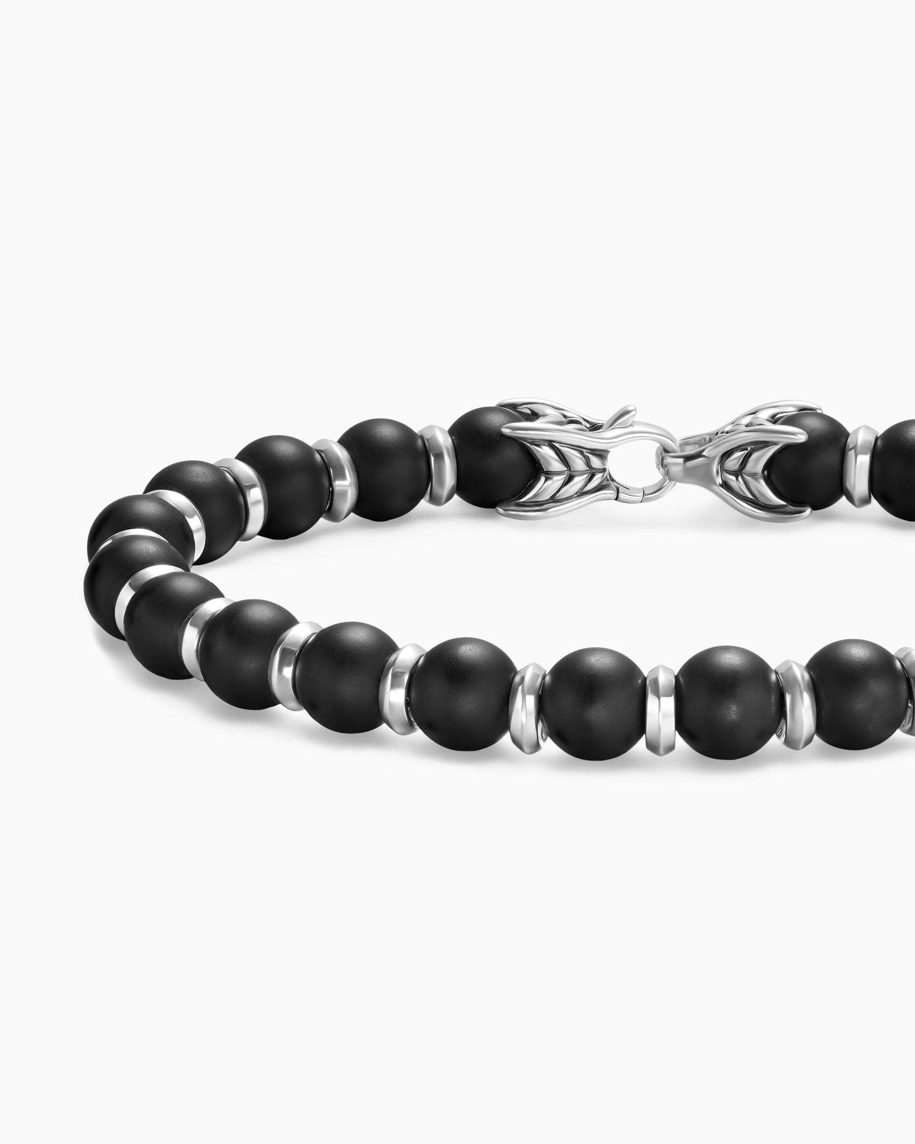 Spiritual Beads Bracelet in Sterling Silver with Black Onyx, 8mm - Image 5