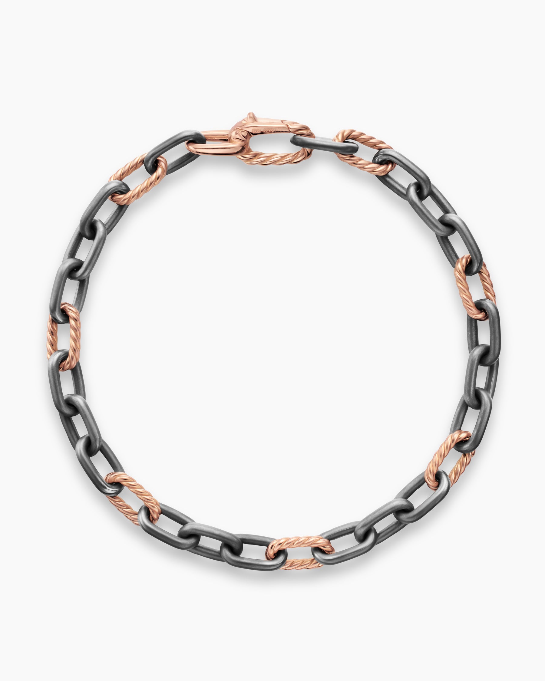 DY Madison Chain Bracelet in Grey Titanium with 18K Rose Gold, 6mm - Image 2
