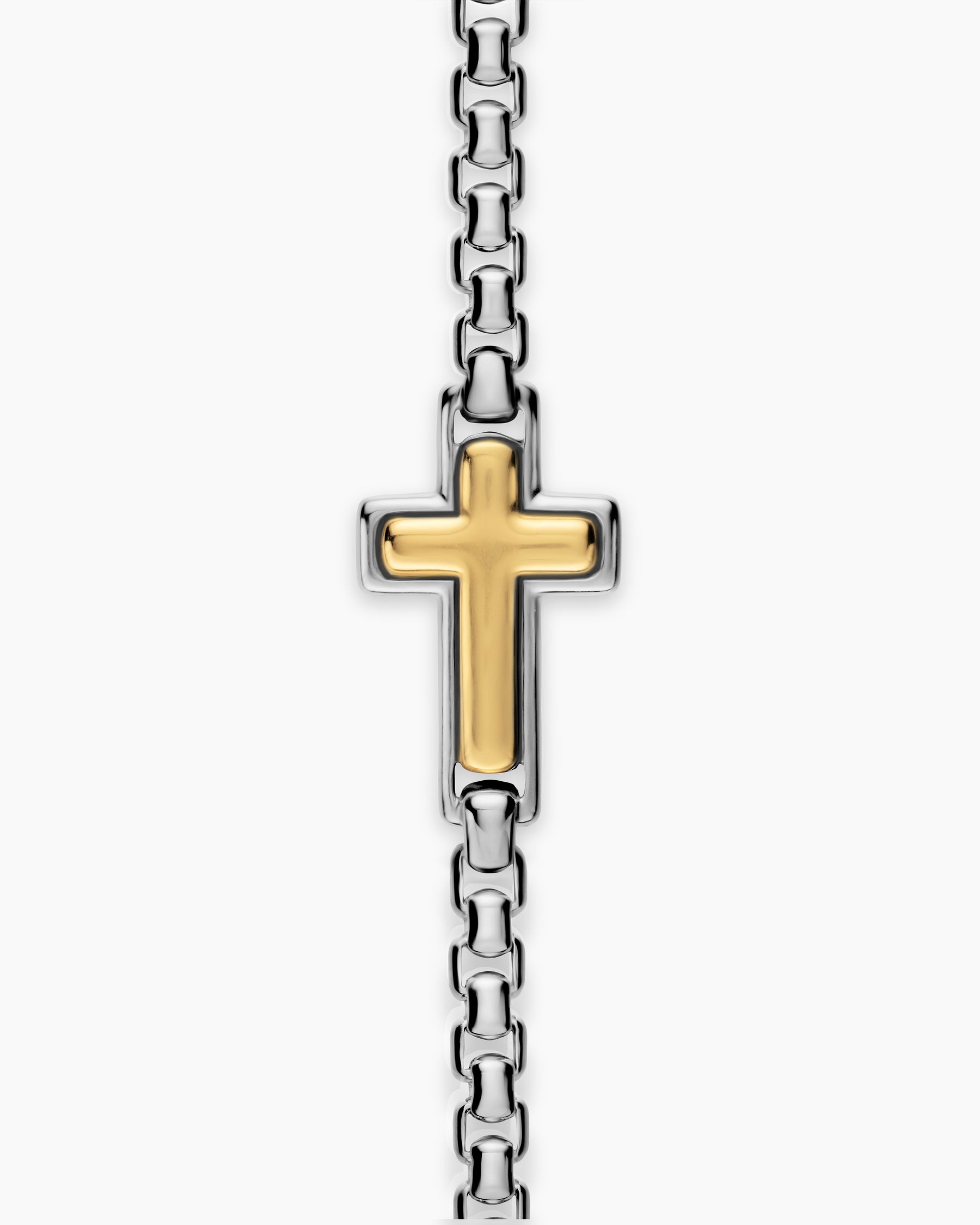 Cross Station Bracelet in Sterling Silver with 14K Yellow Gold, 3.6mm - Image 3