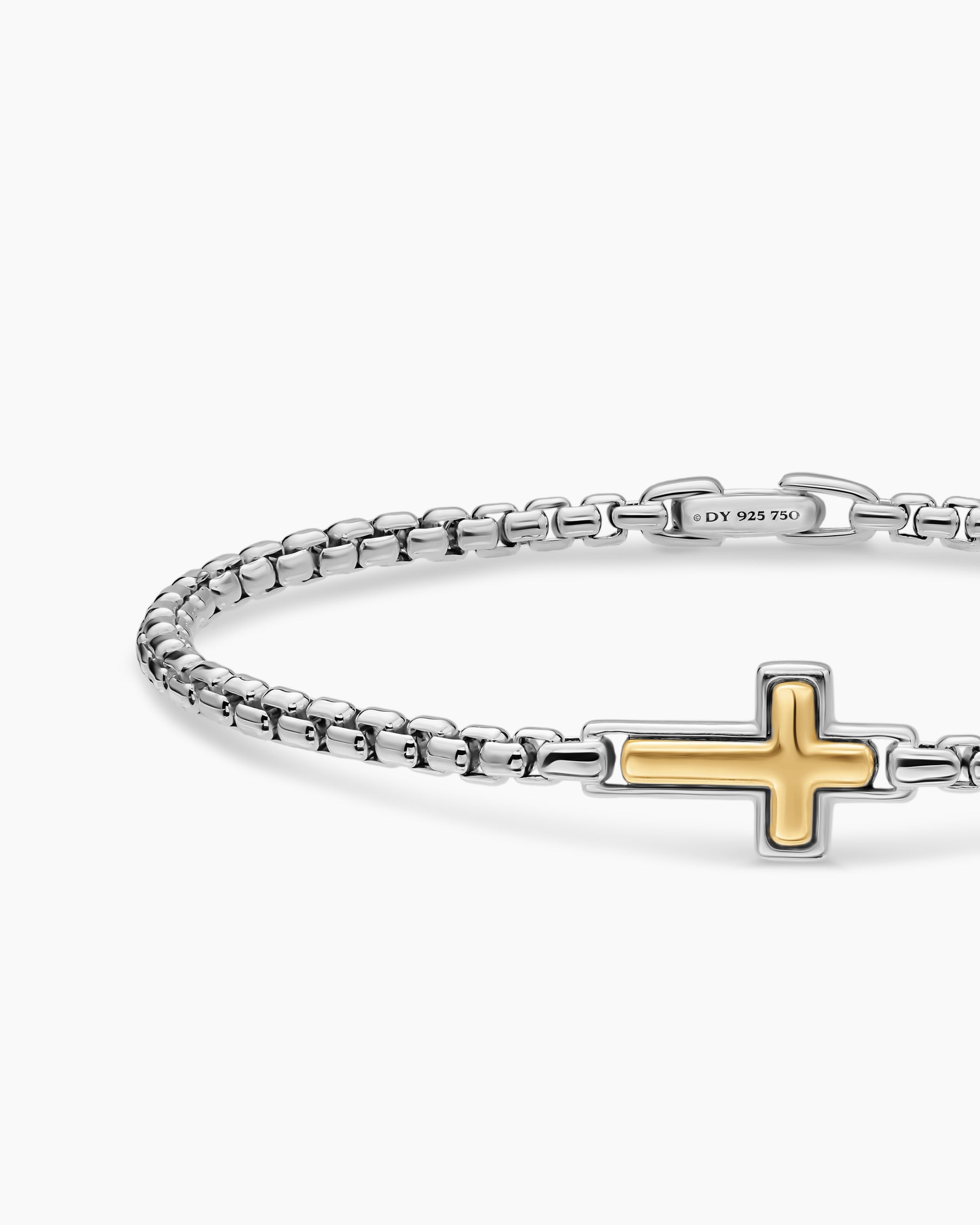 Cross Station Bracelet in Sterling Silver with 14K Yellow Gold, 3.6mm - Image 4