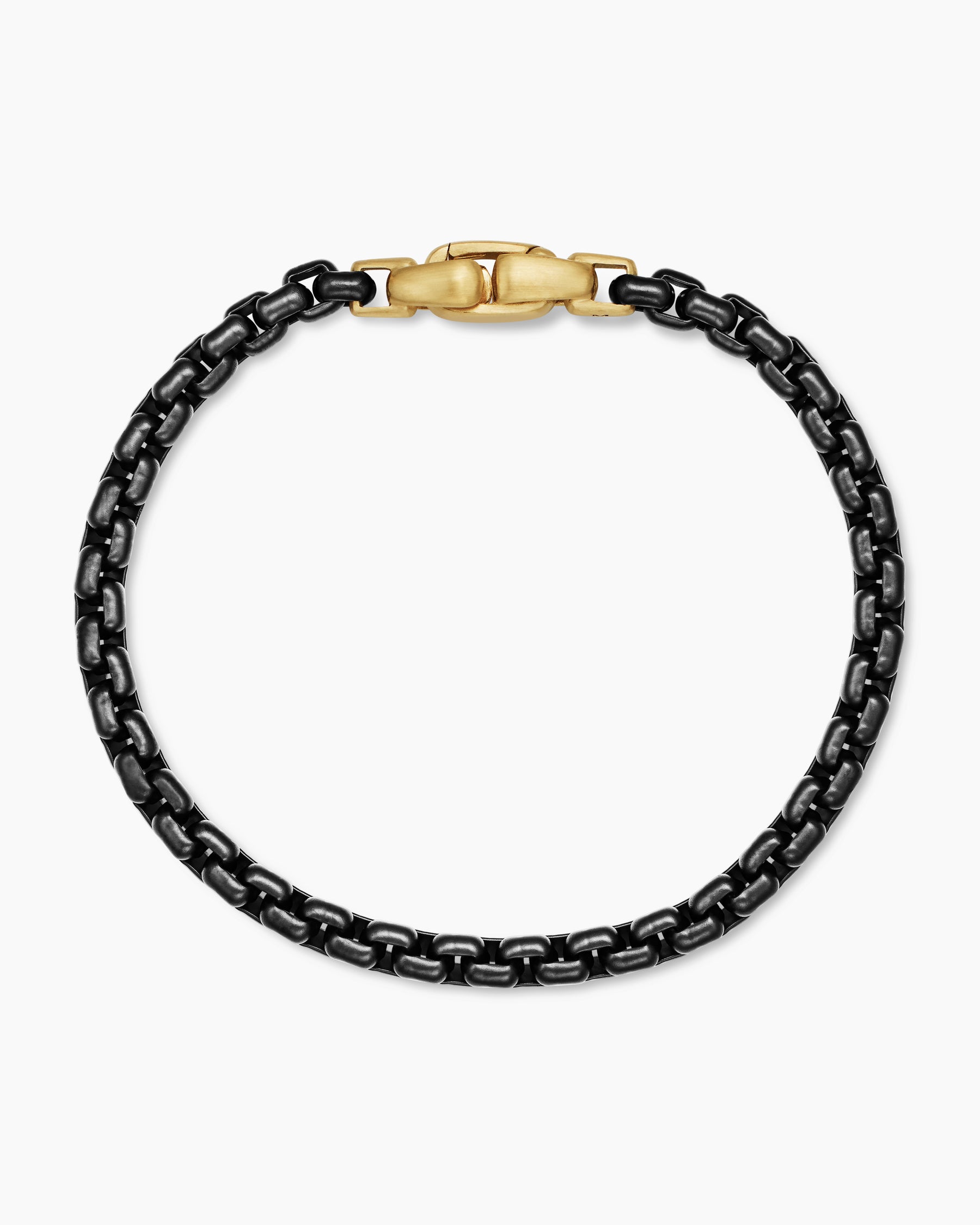 Box Chain Bracelet in Stainless Steel with 14K Yellow Gold, 5mm - Image 3