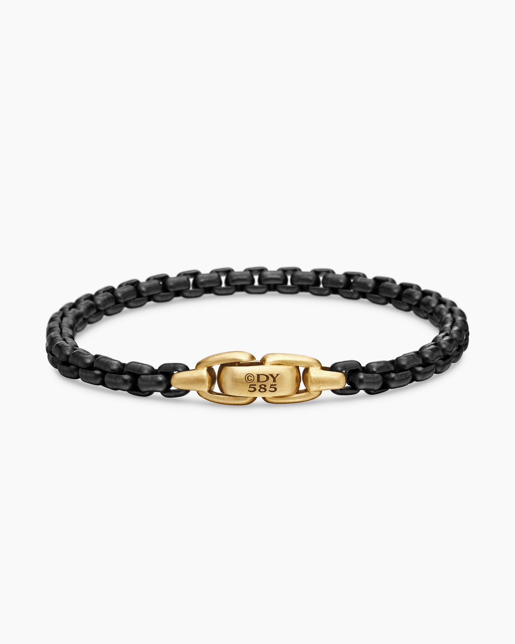 Box Chain Bracelet in Stainless Steel with 14K Yellow Gold, 5mm - Image 5