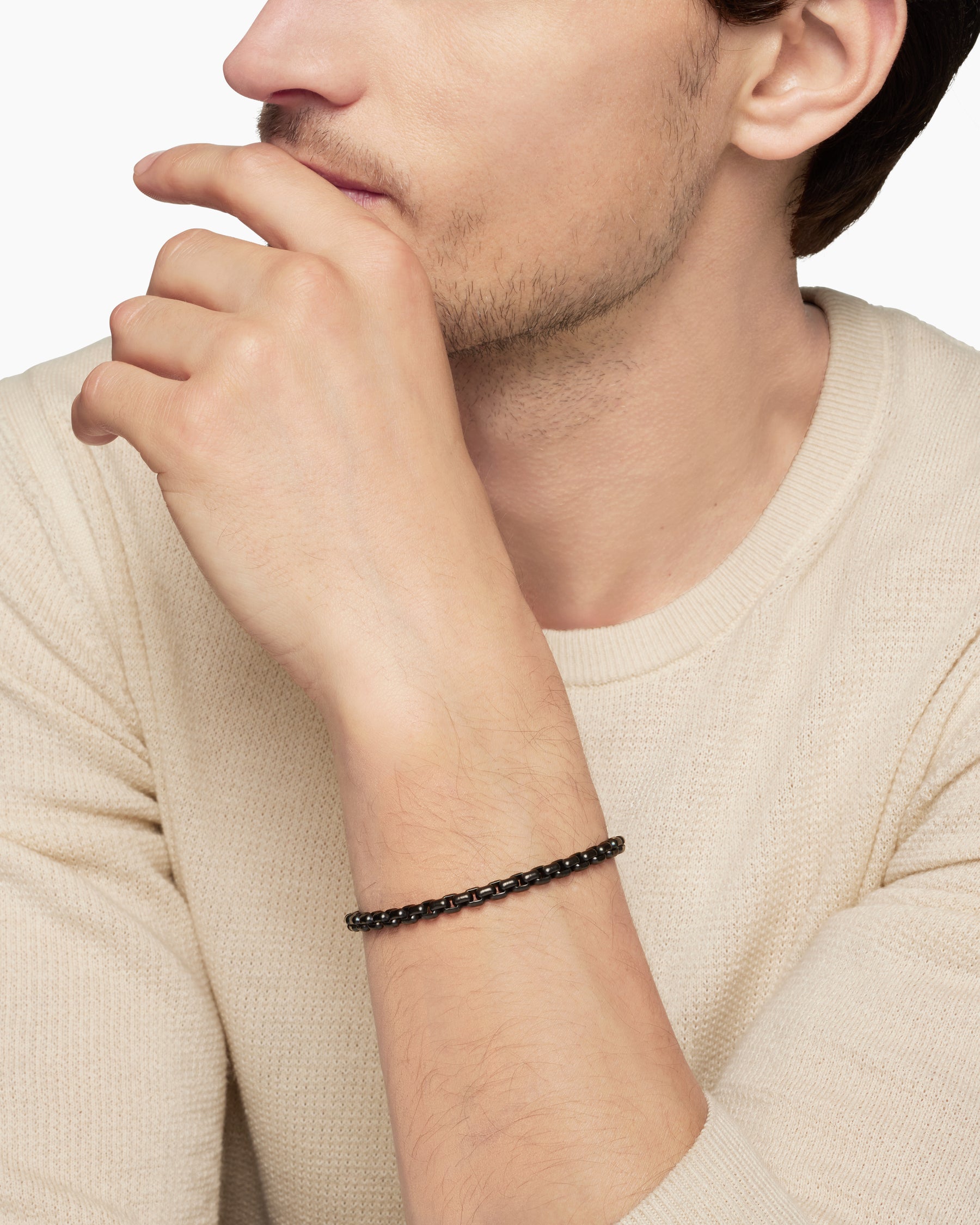 Box Chain Bracelet in Stainless Steel with 14K Yellow Gold, 5mm - Image 8