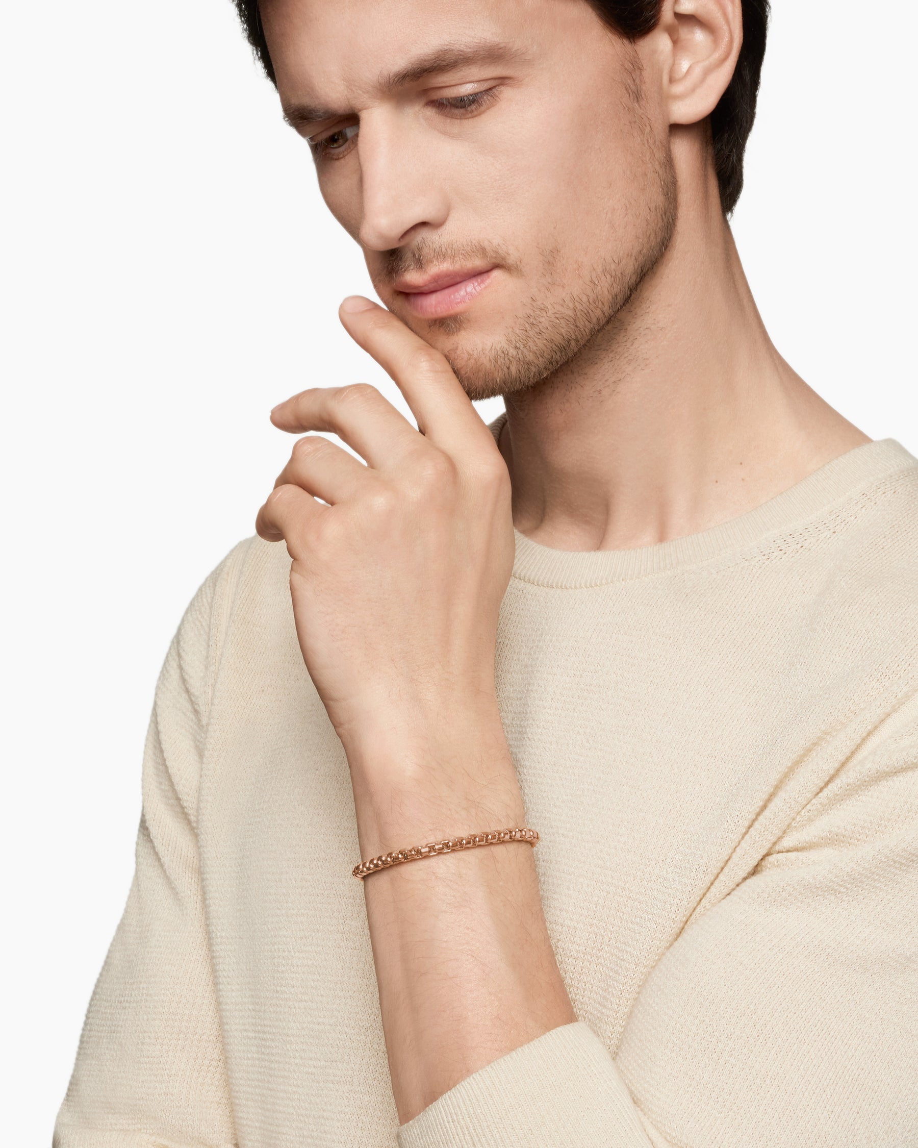 Alternative view of Box Chain Bracelet in 18K Rose Gold, 5mm