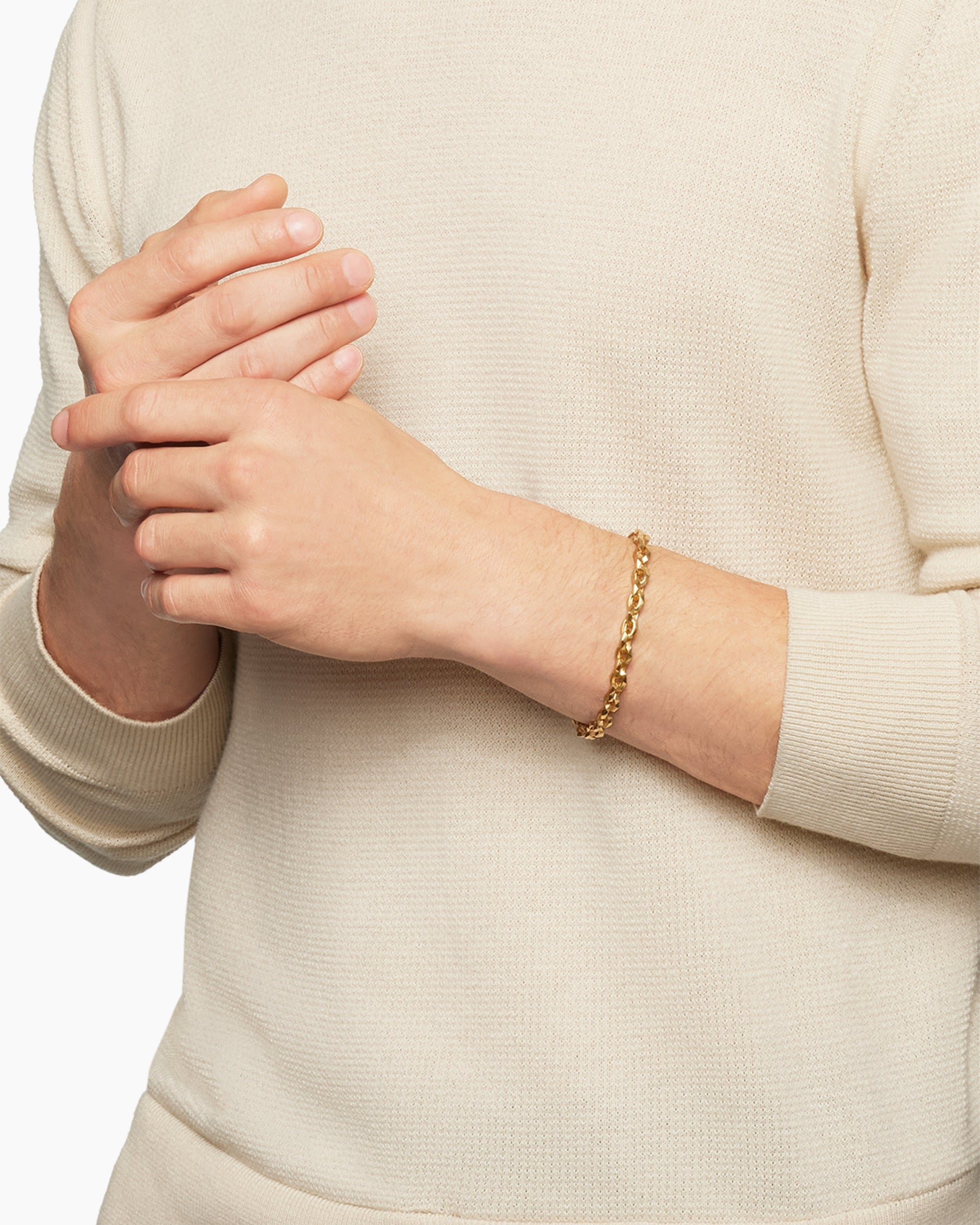 Faceted Chain Bracelet in 18K Yellow Gold, 7mm - Image 2