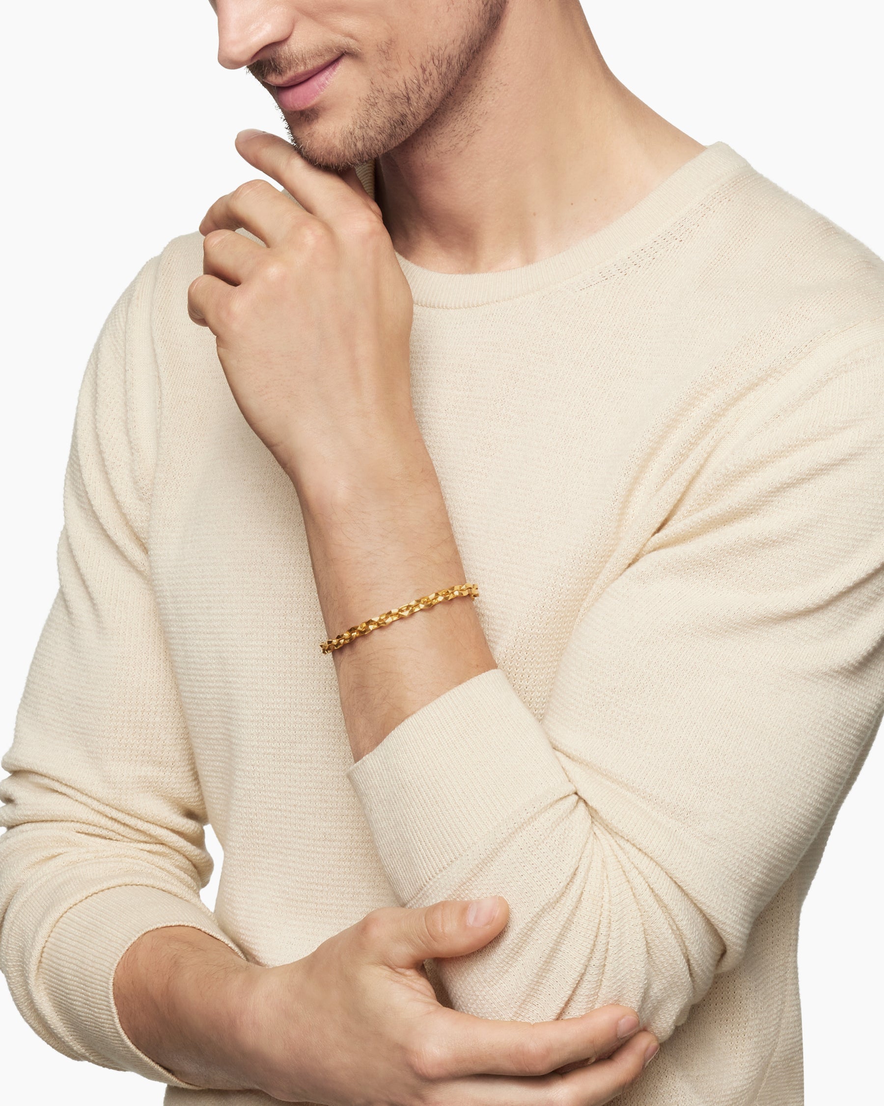 Faceted Chain Bracelet in 18K Yellow Gold, 7mm - Image 8