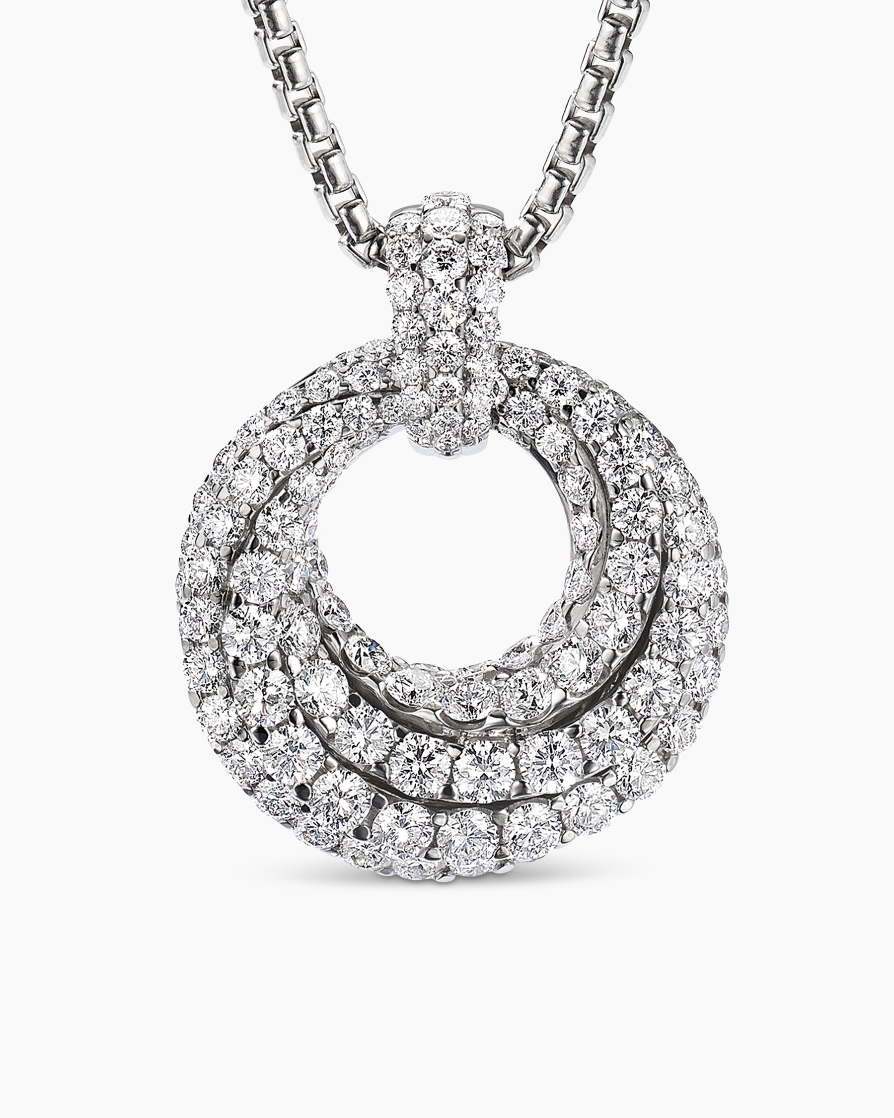 Floating Diamonds Pendant in White Gold