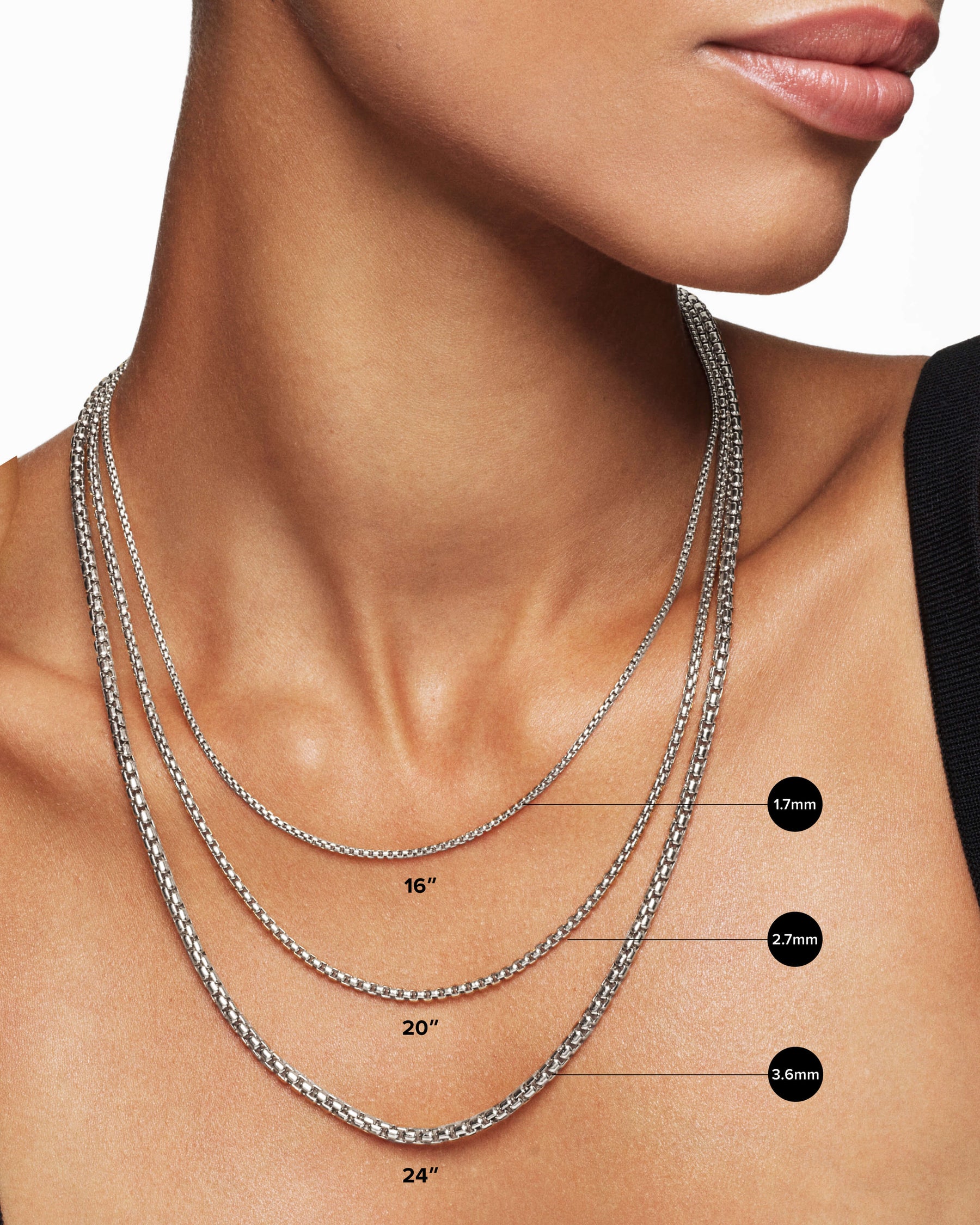 Box Chain Necklace in Sterling Silver with 14K Yellow Gold Accent, 3.6mm - Image 6