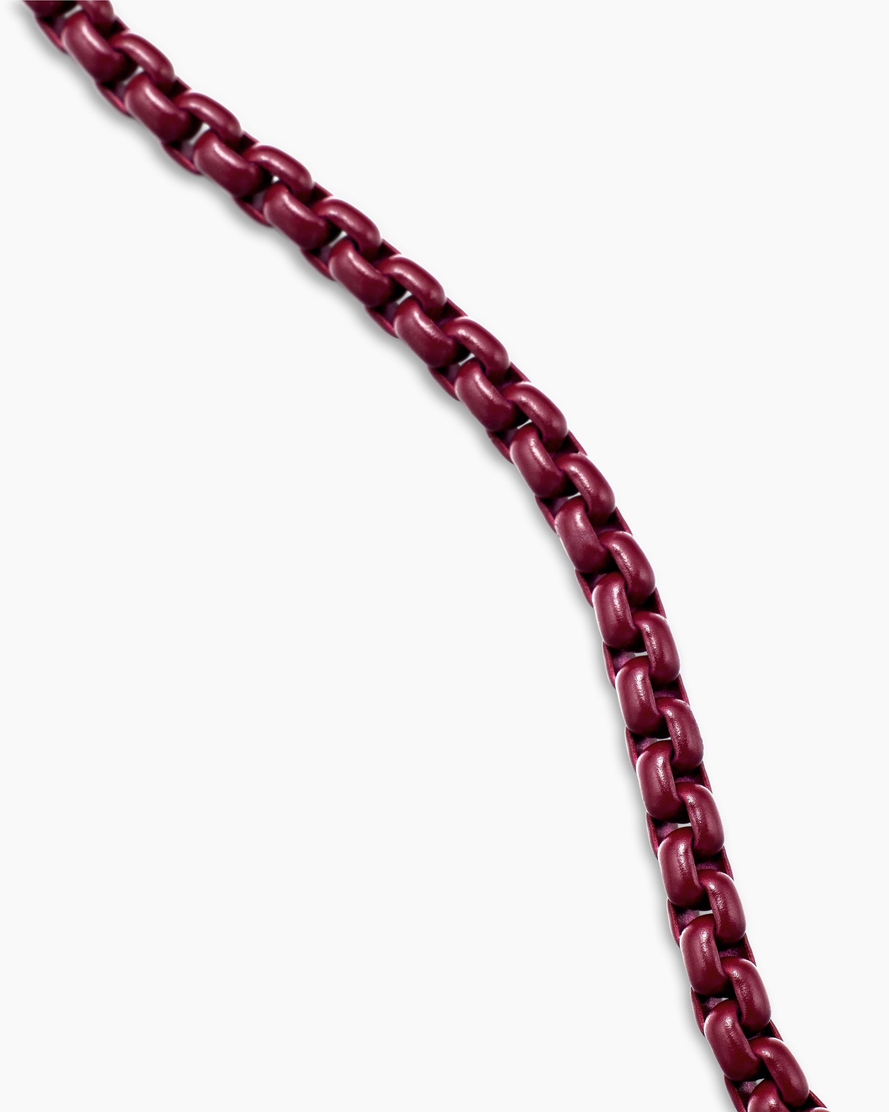 Box Chain Necklace in Sterling Silver with Burgundy Stainless Steel, 2.7mm - Image 3