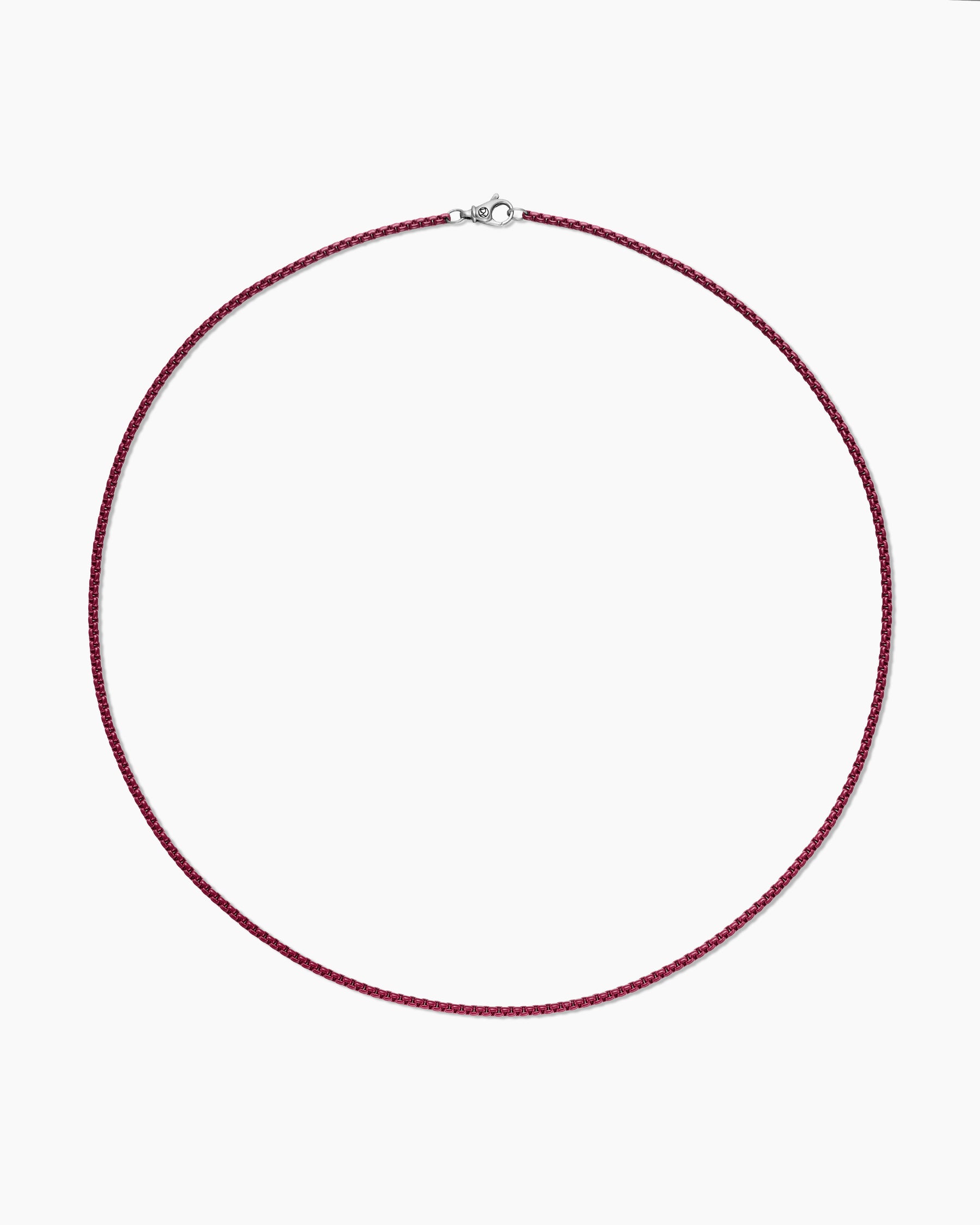 Box Chain Necklace in Sterling Silver with Burgundy Stainless Steel, 2.7mm - Image 5