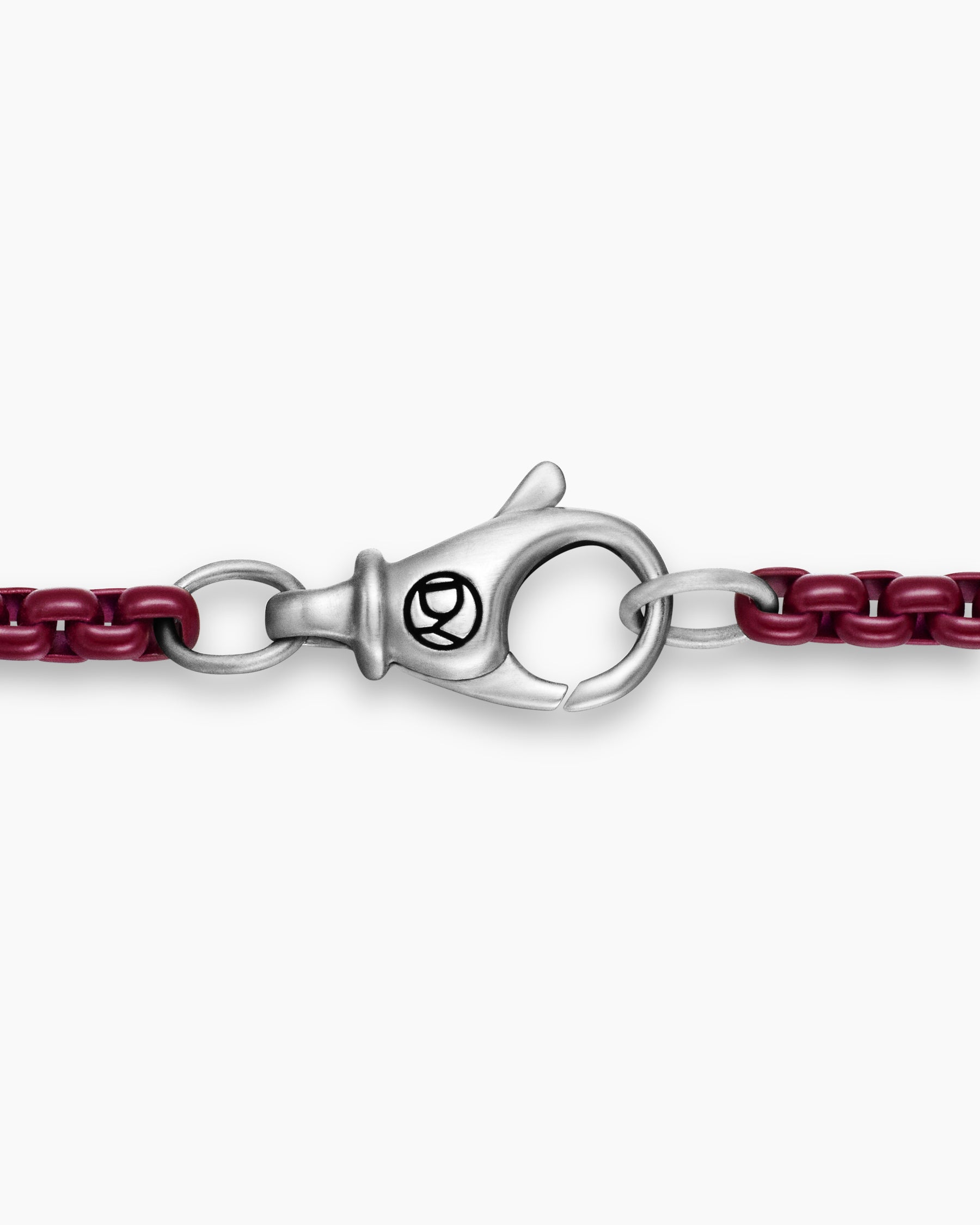 Box Chain Necklace in Sterling Silver with Burgundy Stainless Steel, 2.7mm - Image 6