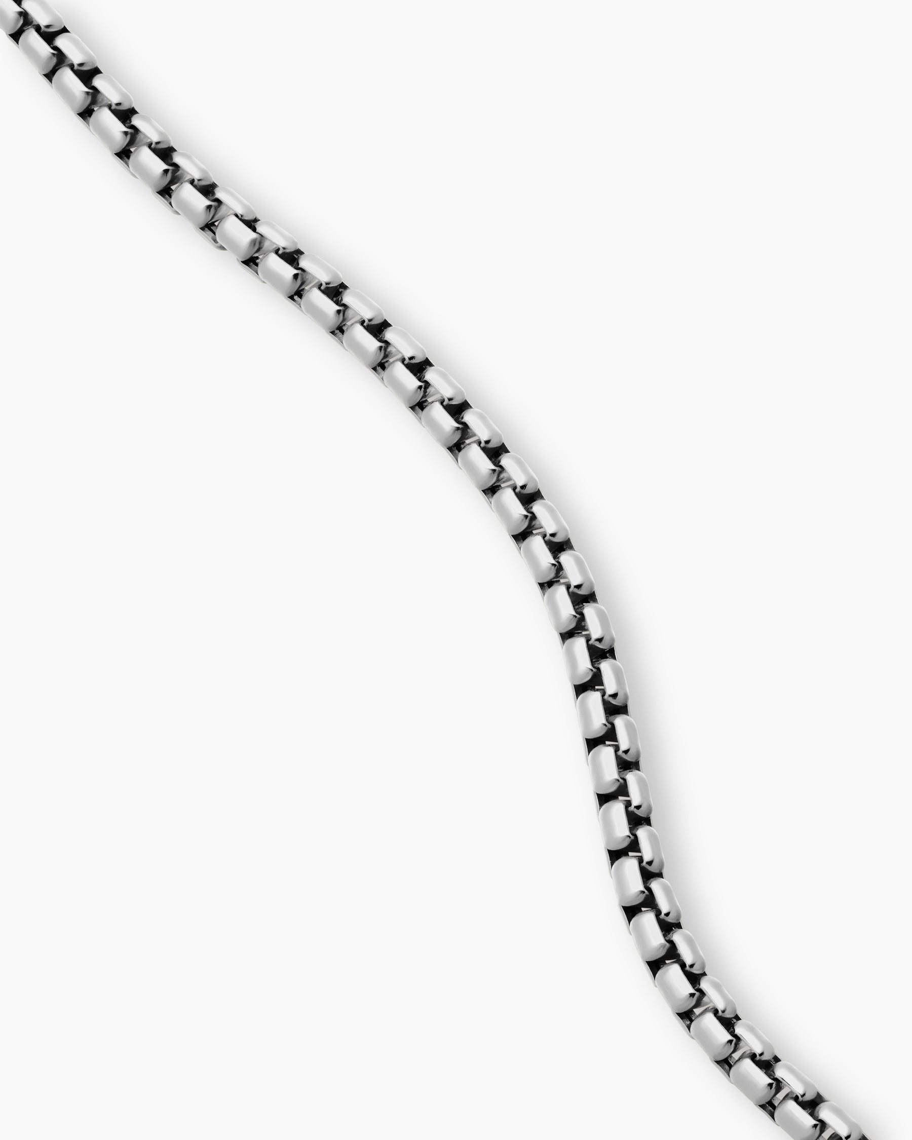 Box Chain Necklace in 18K White Gold, 3.4mm - Image 3