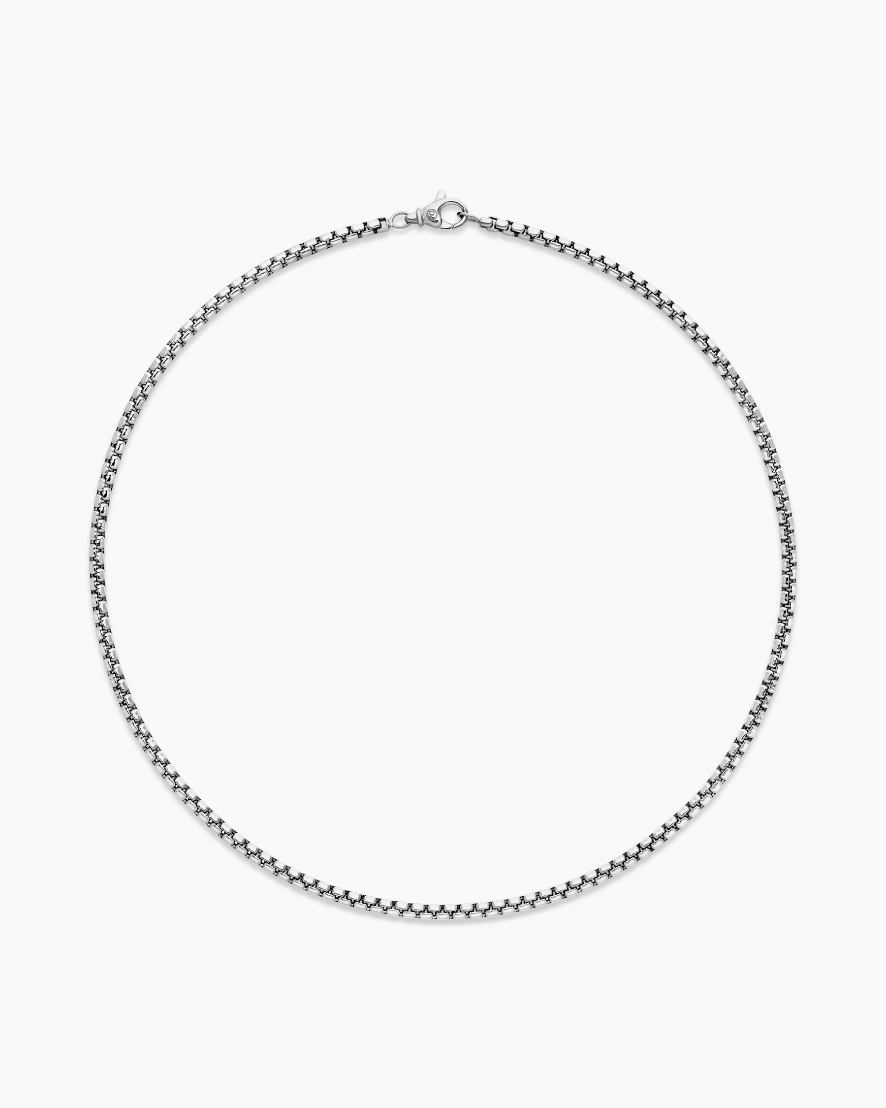 Box Chain Necklace in 18K White Gold, 3.4mm - Image 5