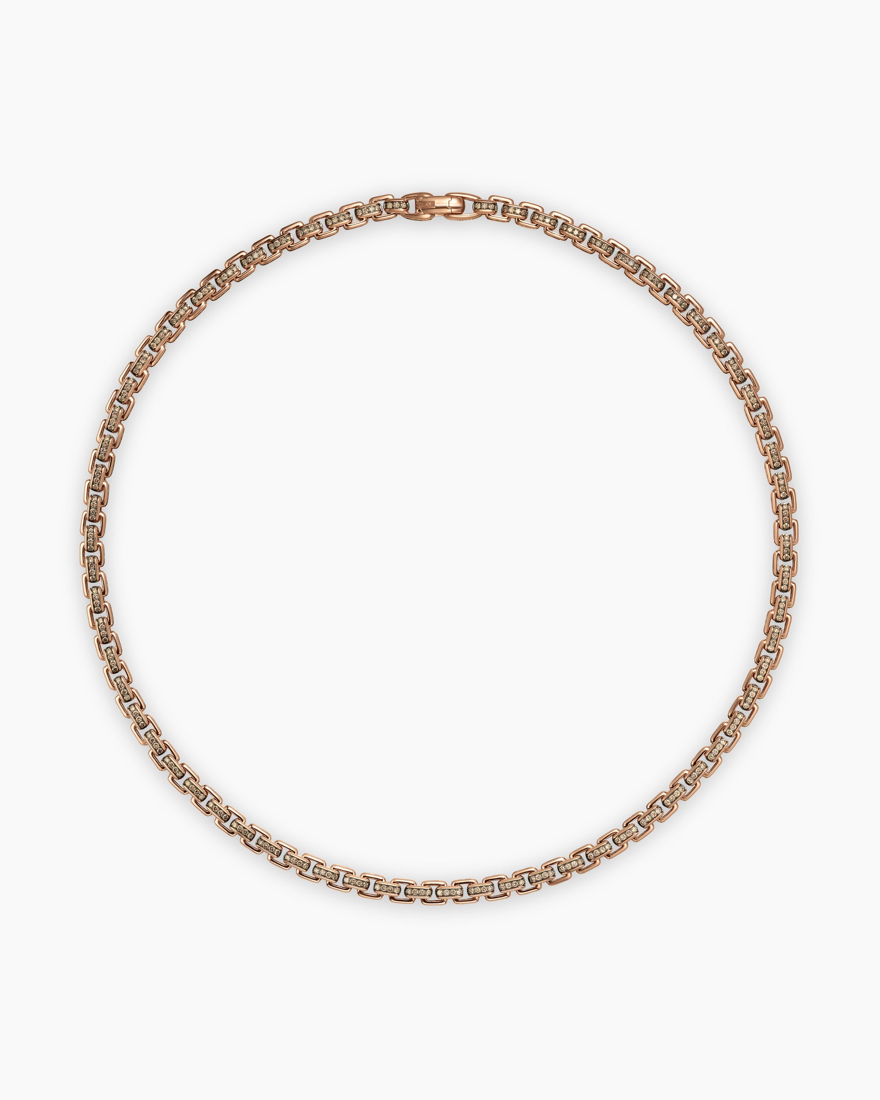 Box Chain Necklace in 18K Rose Gold with Pavé Cognac Diamonds, 7.5mm - Image 5