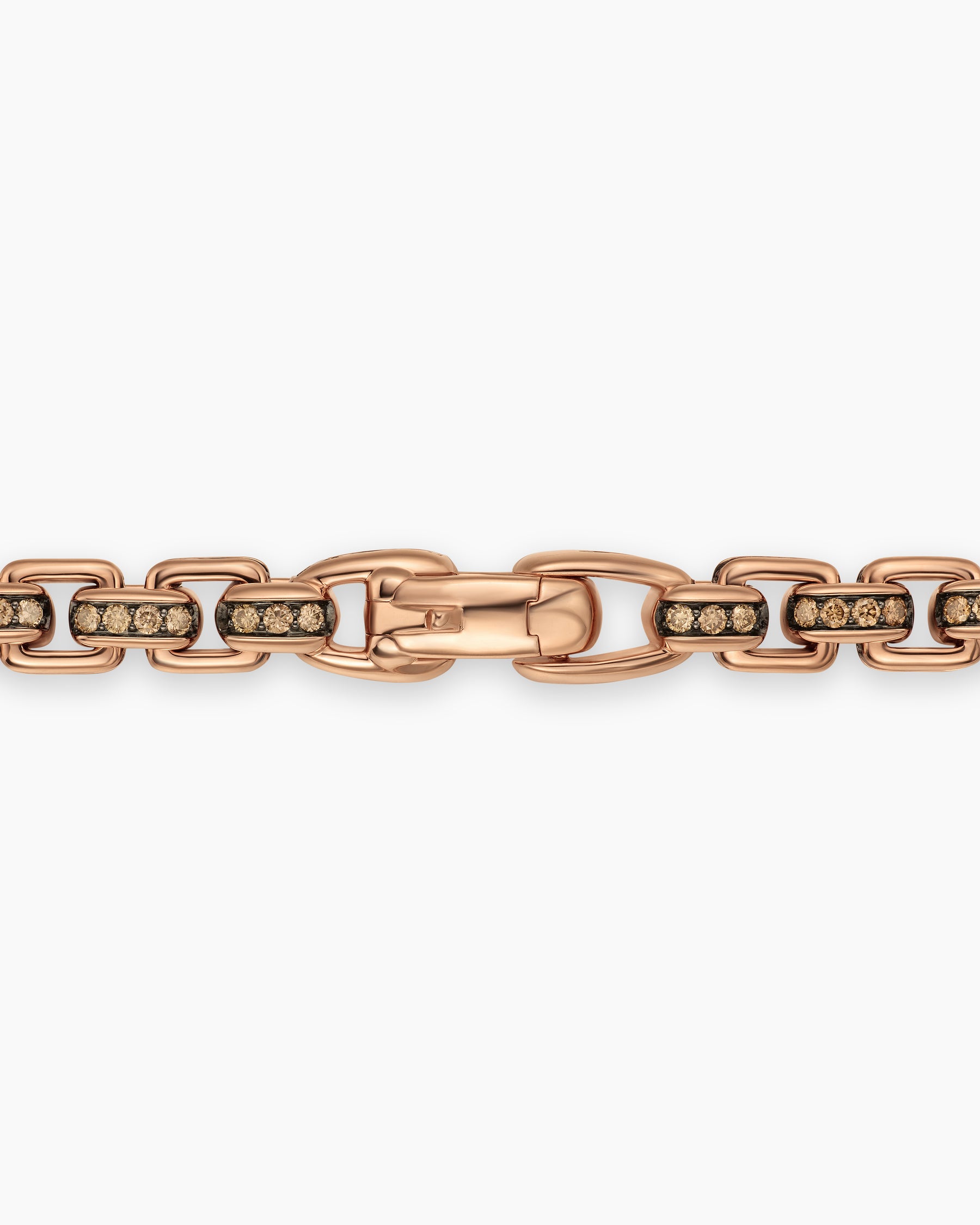 Box Chain Necklace in 18K Rose Gold with Pavé Cognac Diamonds, 7.5mm - Image 6