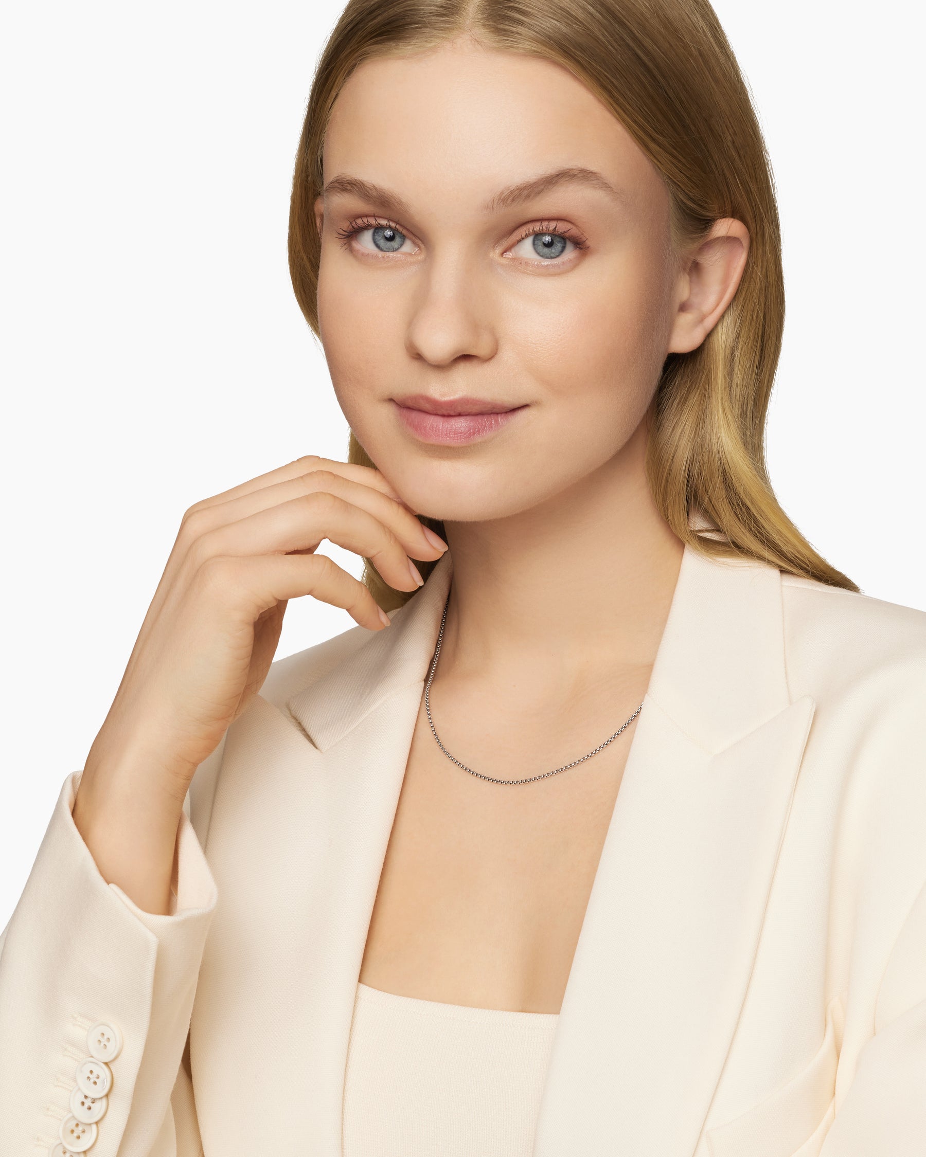 Box Chain Necklace in Sterling Silver with 14K Yellow Gold Accent, 1.7mm - Image 2