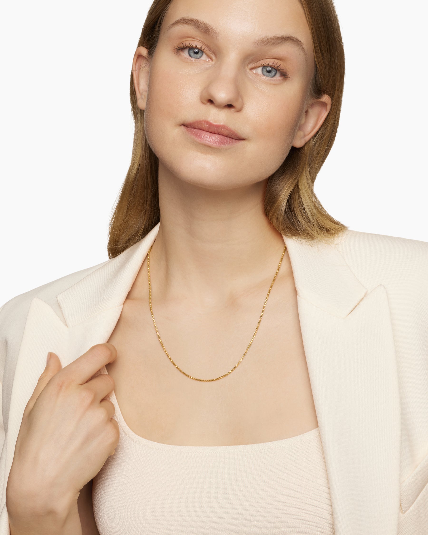 Alternative view of Box Chain Necklace in 18K Yellow Gold, 1.7mm
