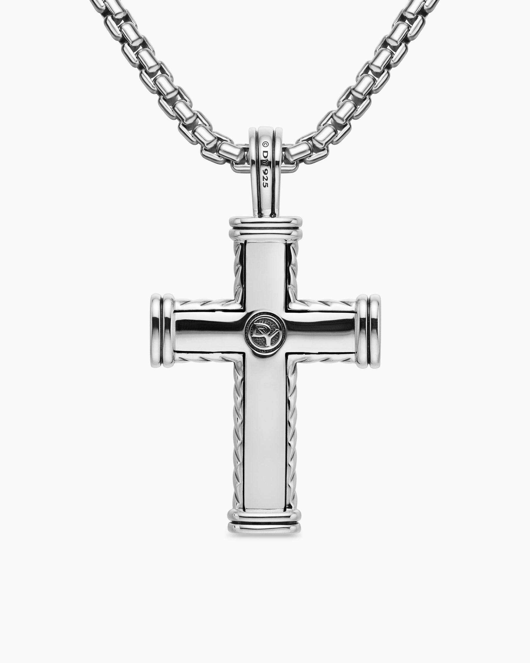 Chevron Cross Pendant in Sterling Silver with Black Diamonds, 41.5mm - Image 4