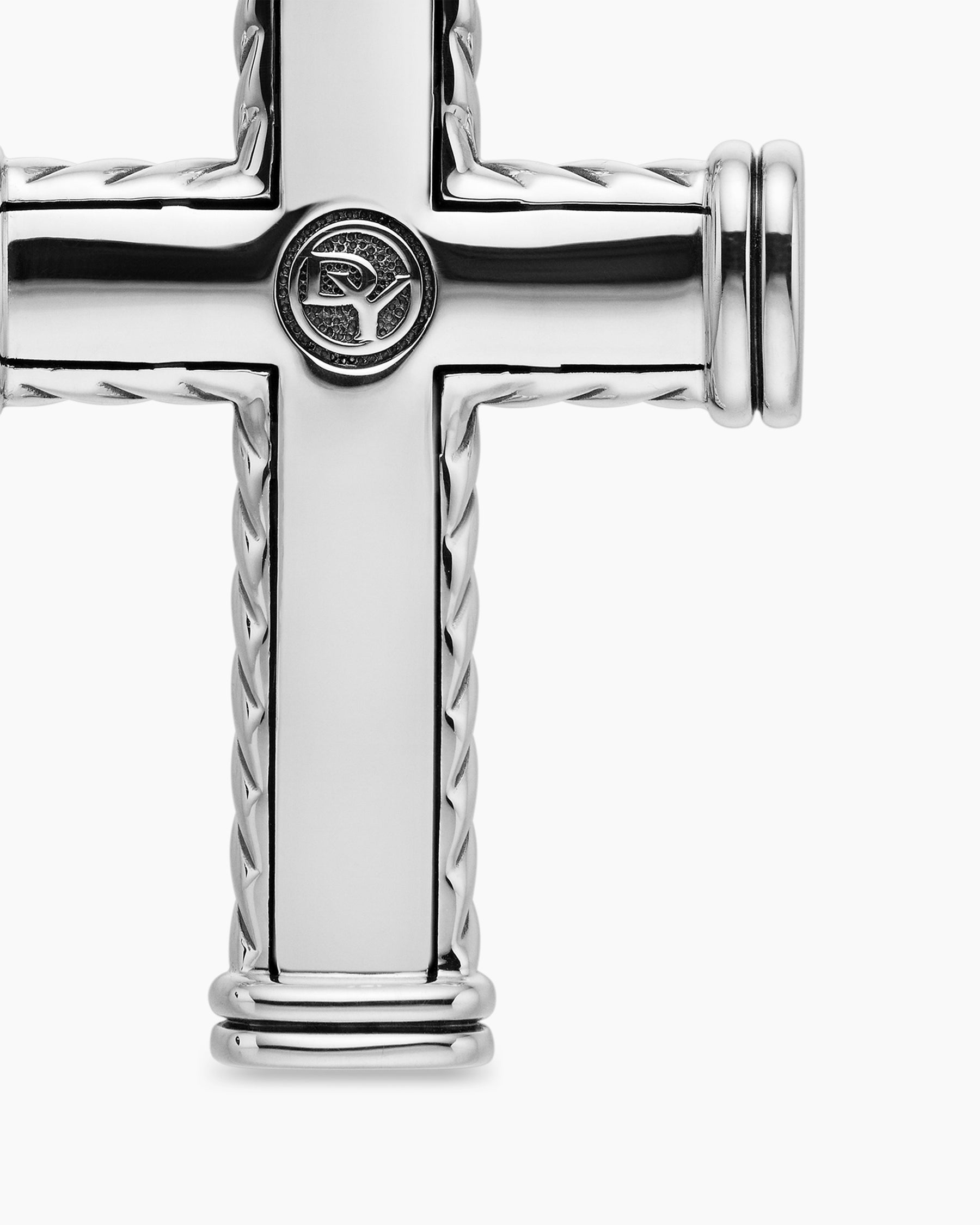 Chevron Cross Pendant in Sterling Silver with Black Diamonds, 41.5mm - Image 6