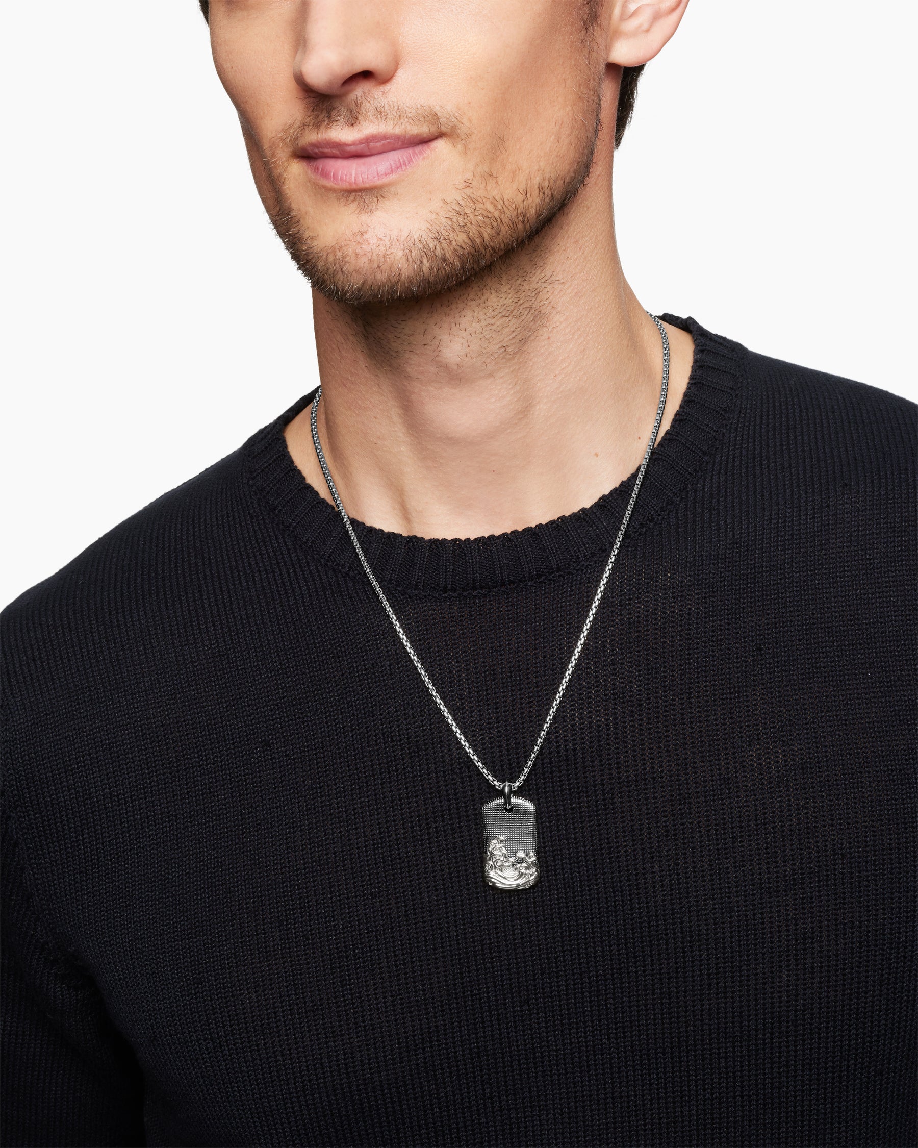 Waves Tag in Sterling Silver, 35mm - Image 7