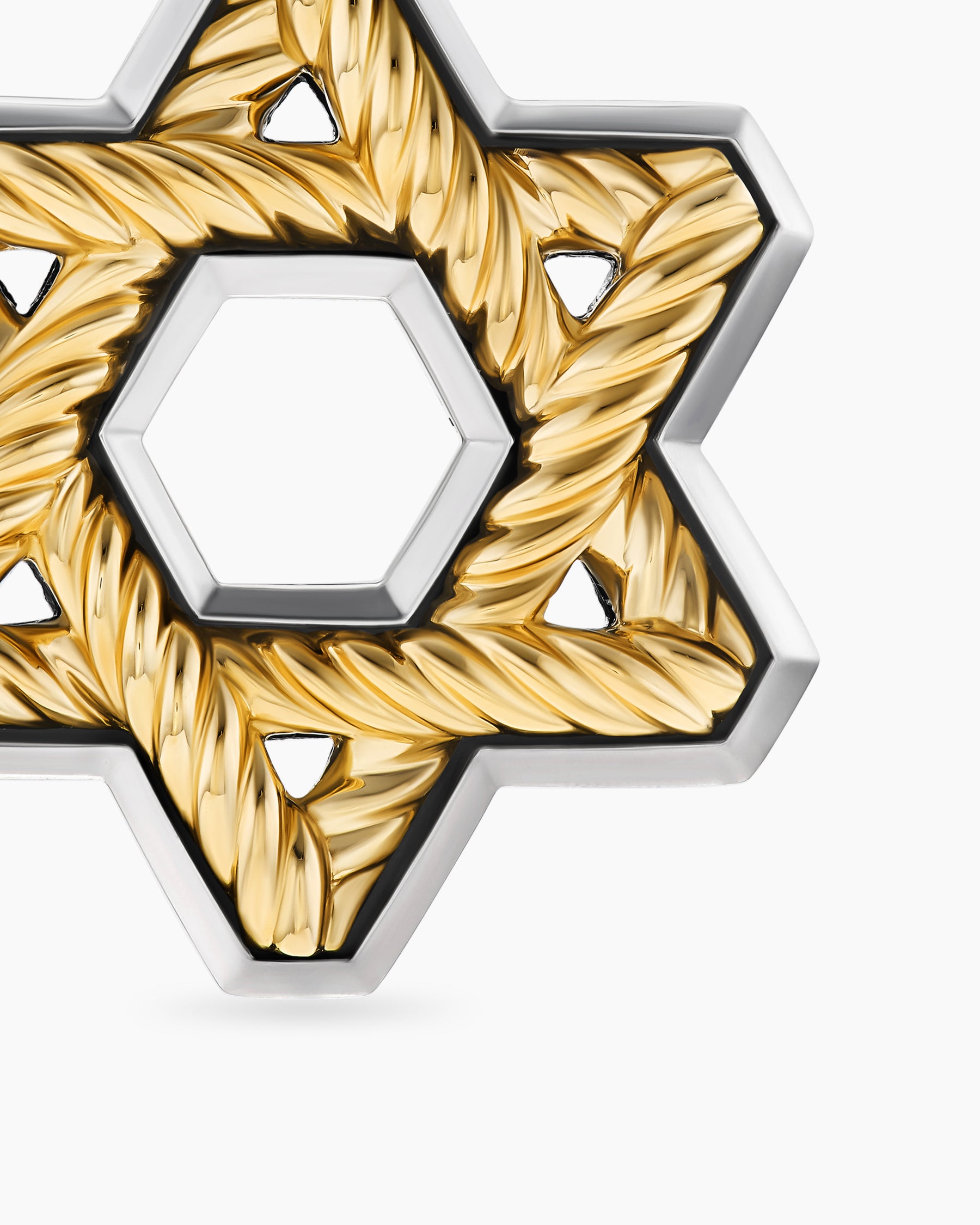 Cable Star of David Amulet in Sterling Silver with 18K Yellow Gold, 19mm - Image 5