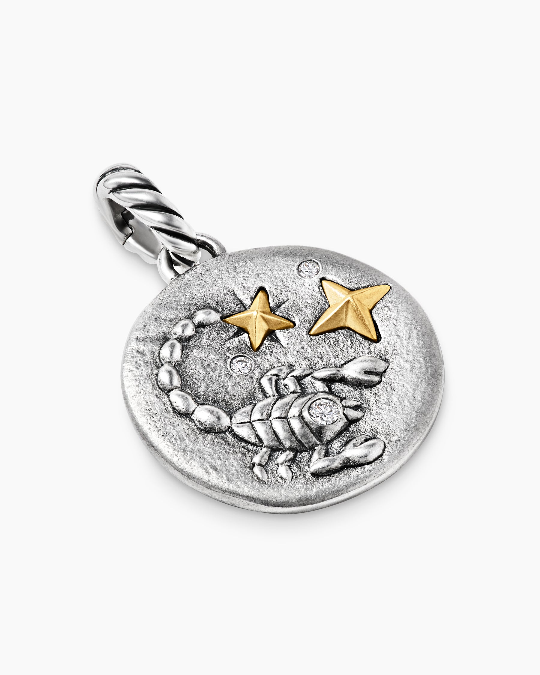 Scorpio Amulet in Sterling Silver with 18K Yellow Gold and Diamonds, 19mm - Image 3