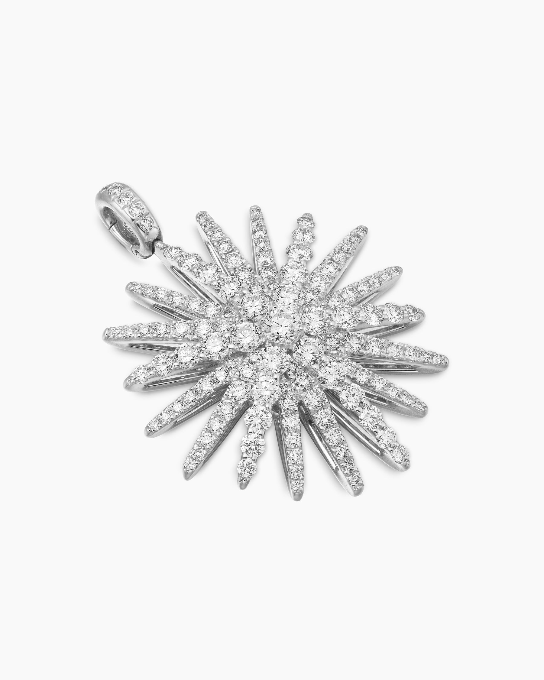 Starburst Pendant in 18K White Gold with Full Pavé Diamonds, 33.7mm - Image 3