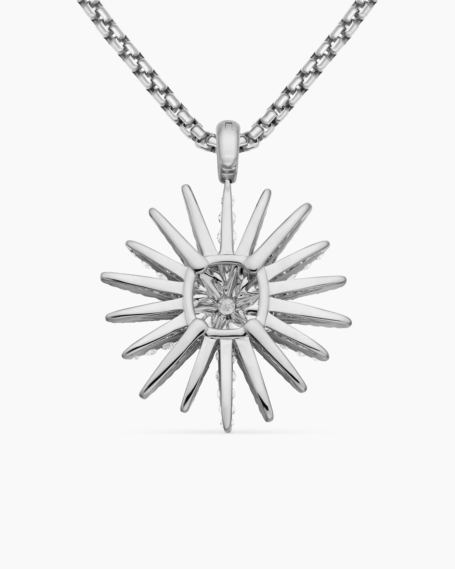 Starburst Pendant in 18K White Gold with Full Pavé Diamonds, 33.7mm - Image 4