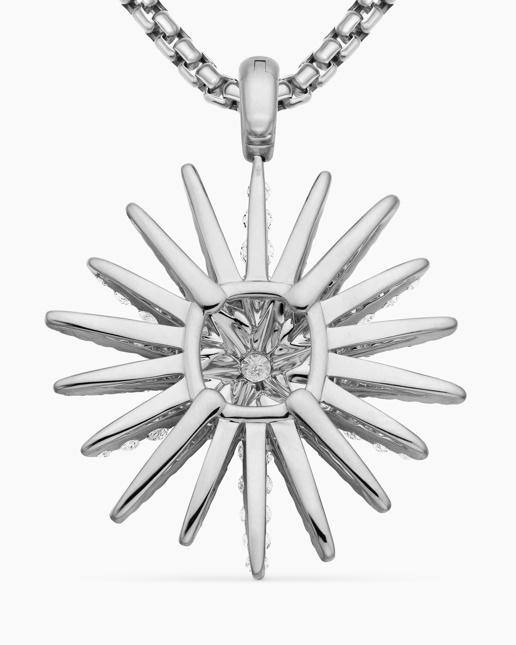 Starburst Pendant in 18K White Gold with Full Pavé Diamonds, 33.7mm - Image 6