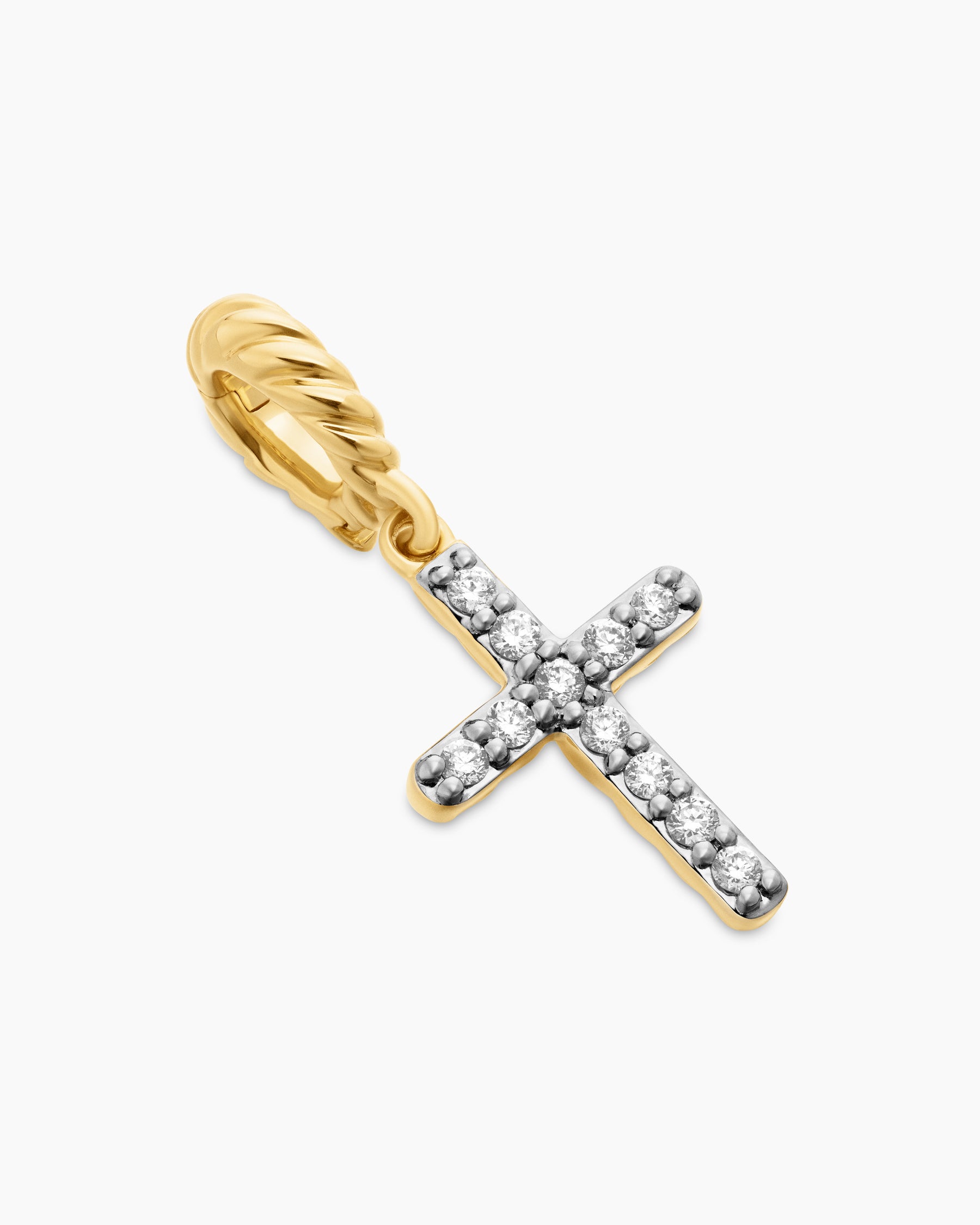 Cable Collectibles Cross Amulet in 18K Yellow Gold with Diamonds, 11.4mm - Image 3