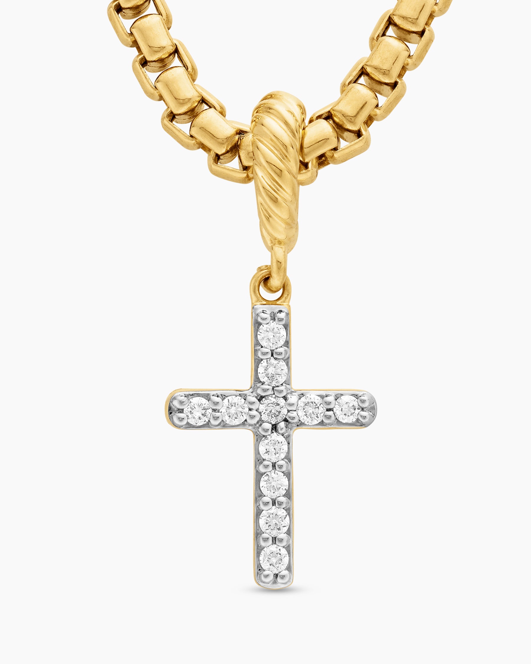Cable Collectibles Cross Amulet in 18K Yellow Gold with Diamonds, 11.4mm - Image 5