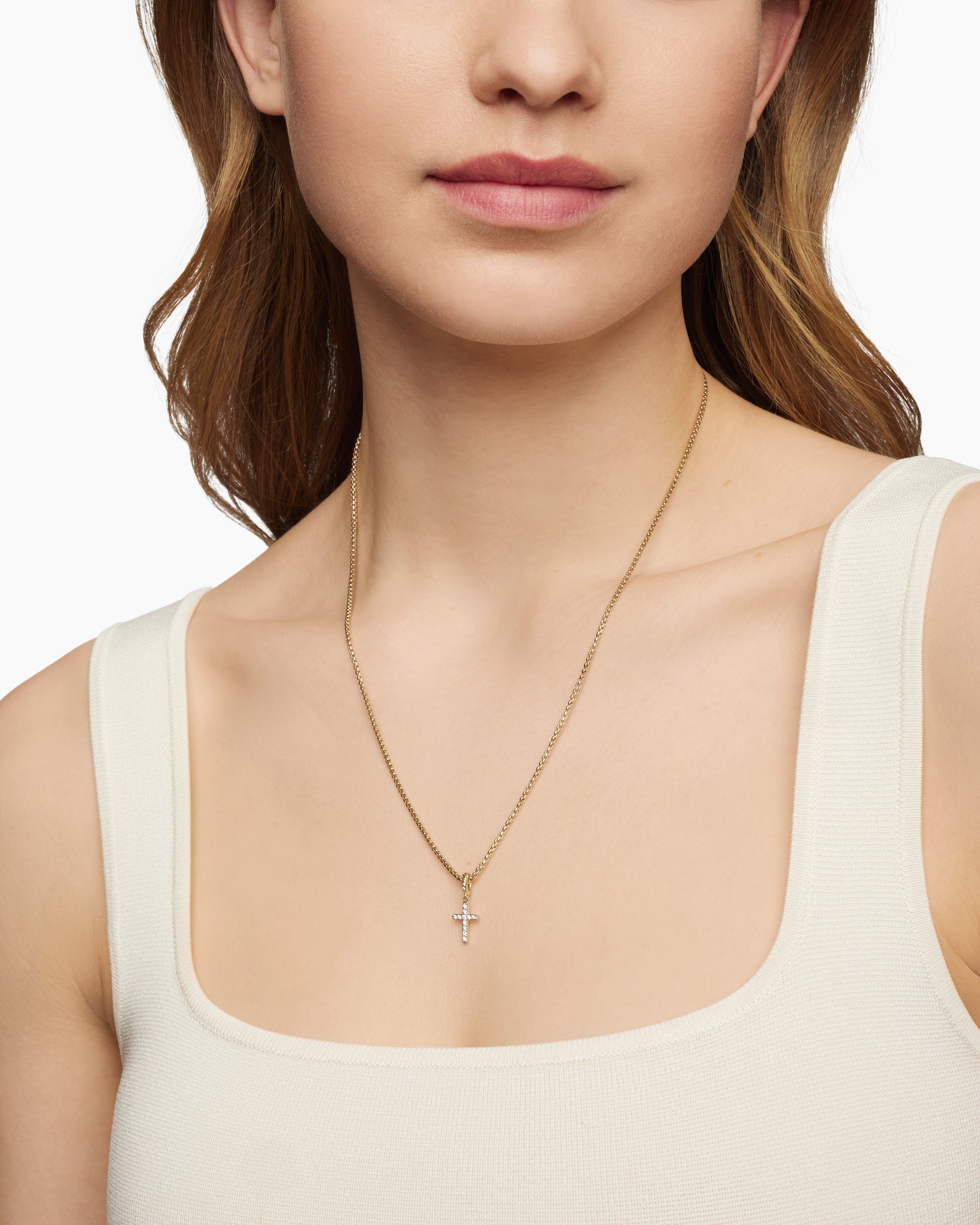 Cable Collectibles Cross Amulet in 18K Yellow Gold with Diamonds, 11.4mm - Image 7