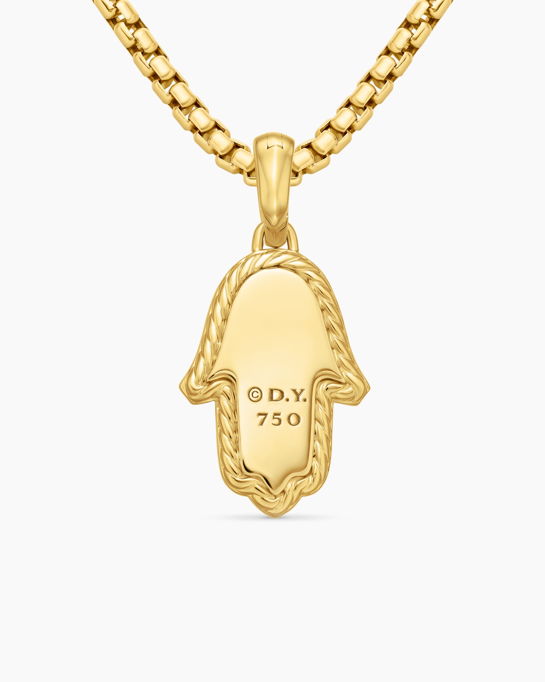 Hamsa Amulet in 18K Yellow Gold with Pavé Diamonds and Blue Sapphire, 24.6mm - Image 4
