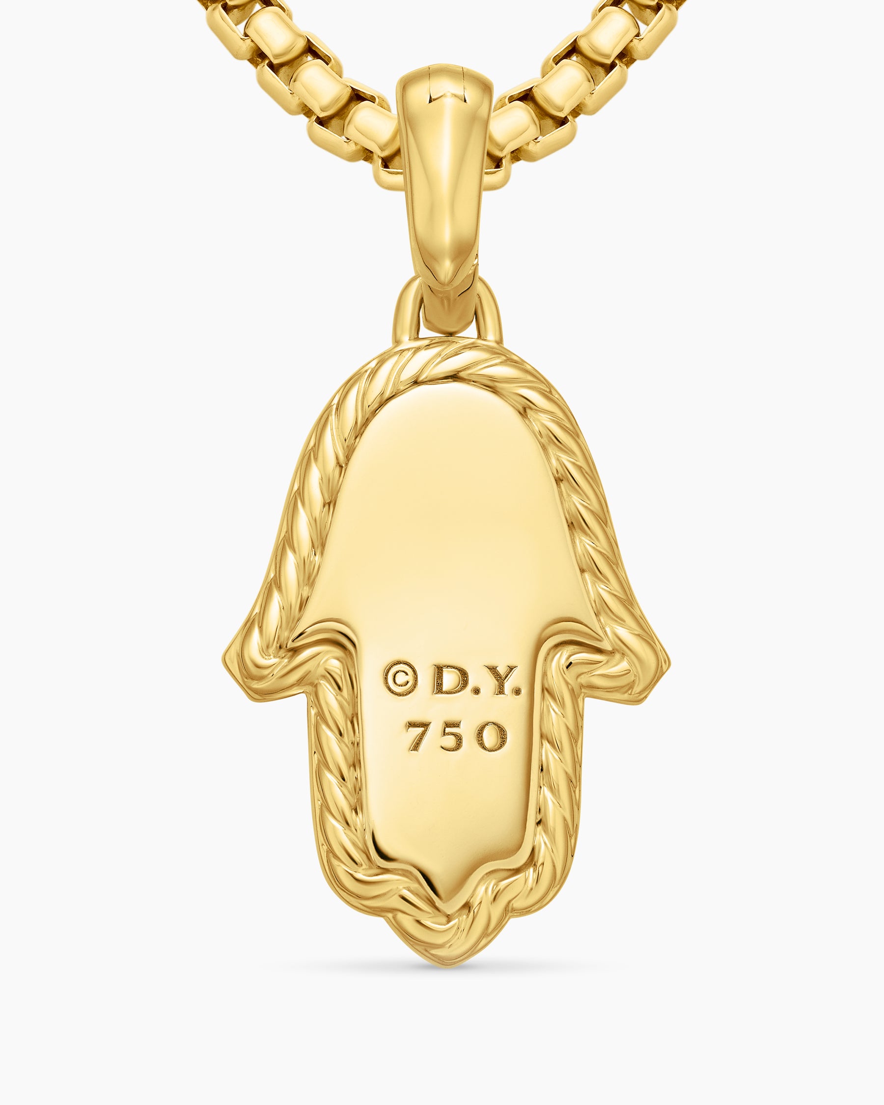 Hamsa Amulet in 18K Yellow Gold with Pavé Diamonds and Blue Sapphire, 24.6mm - Image 6