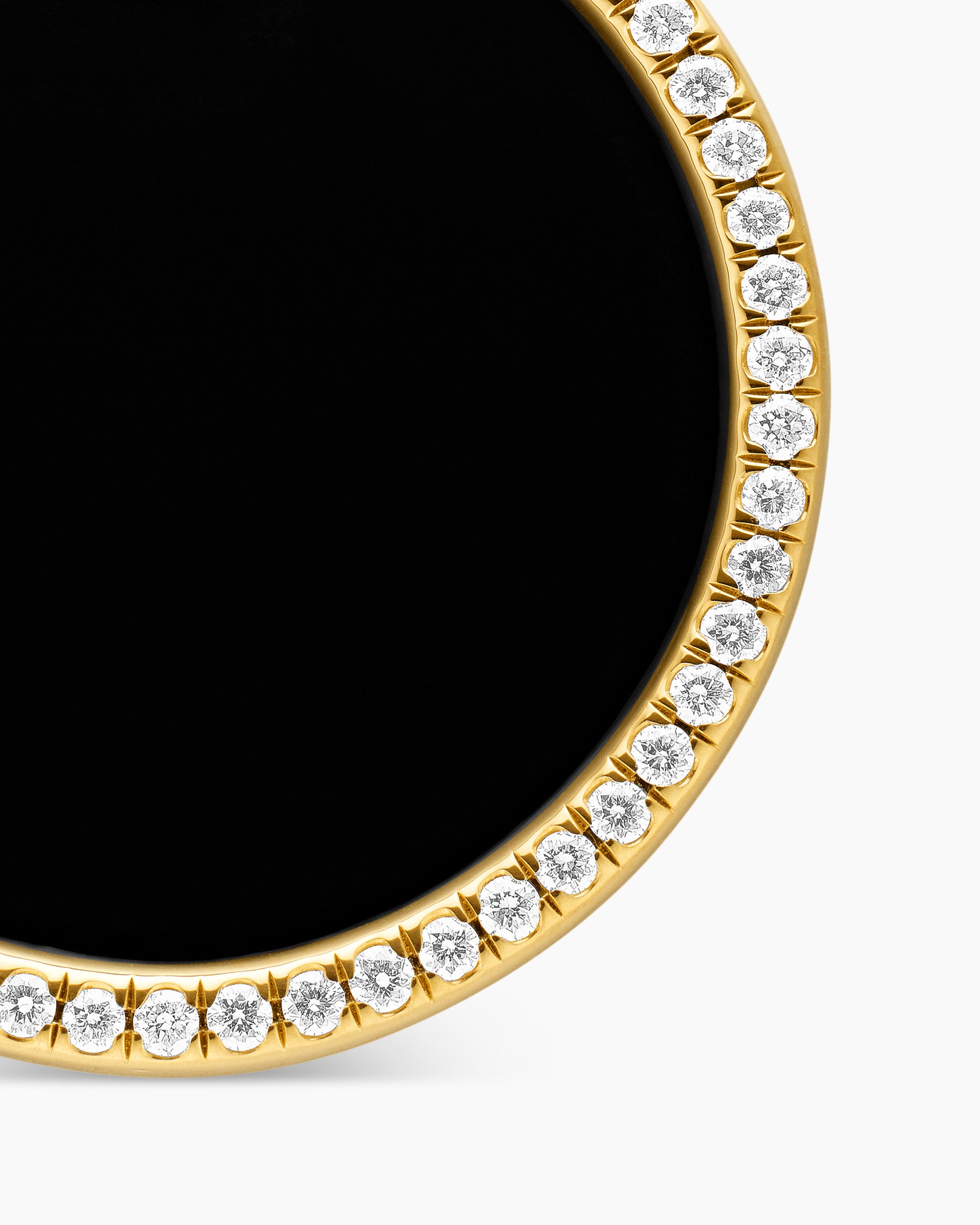 DY Elements Disc Pendant in 18K Yellow Gold with Black Onyx and Diamond Rim, 24mm - Image 5