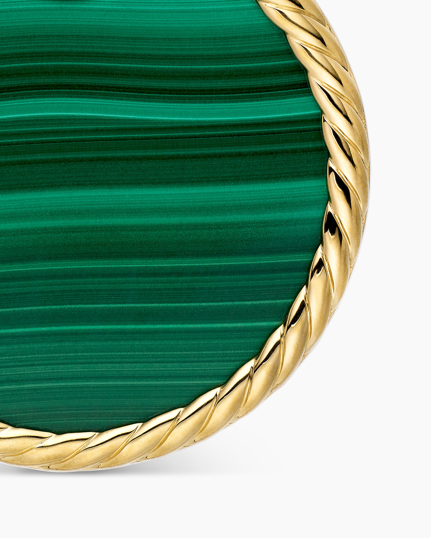 DY Elements Disc Pendant in 18K Yellow Gold with Malachite and Diamond Rim, 24mm - Image 6