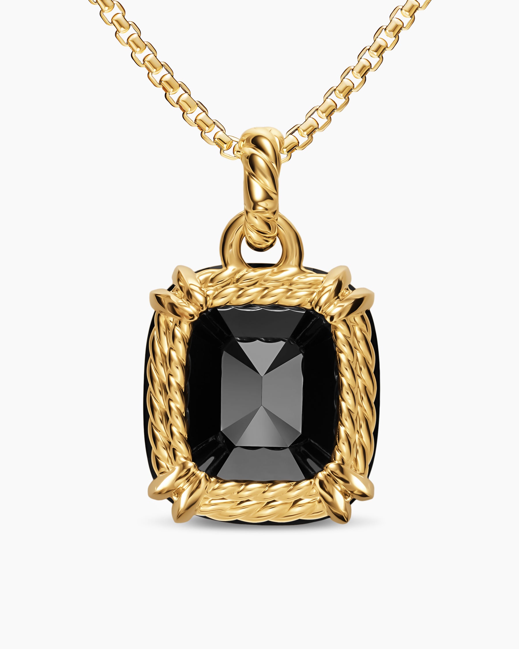 Marbella Pendant in 18K Yellow Gold with Black Onyx, 22mm - Image 4