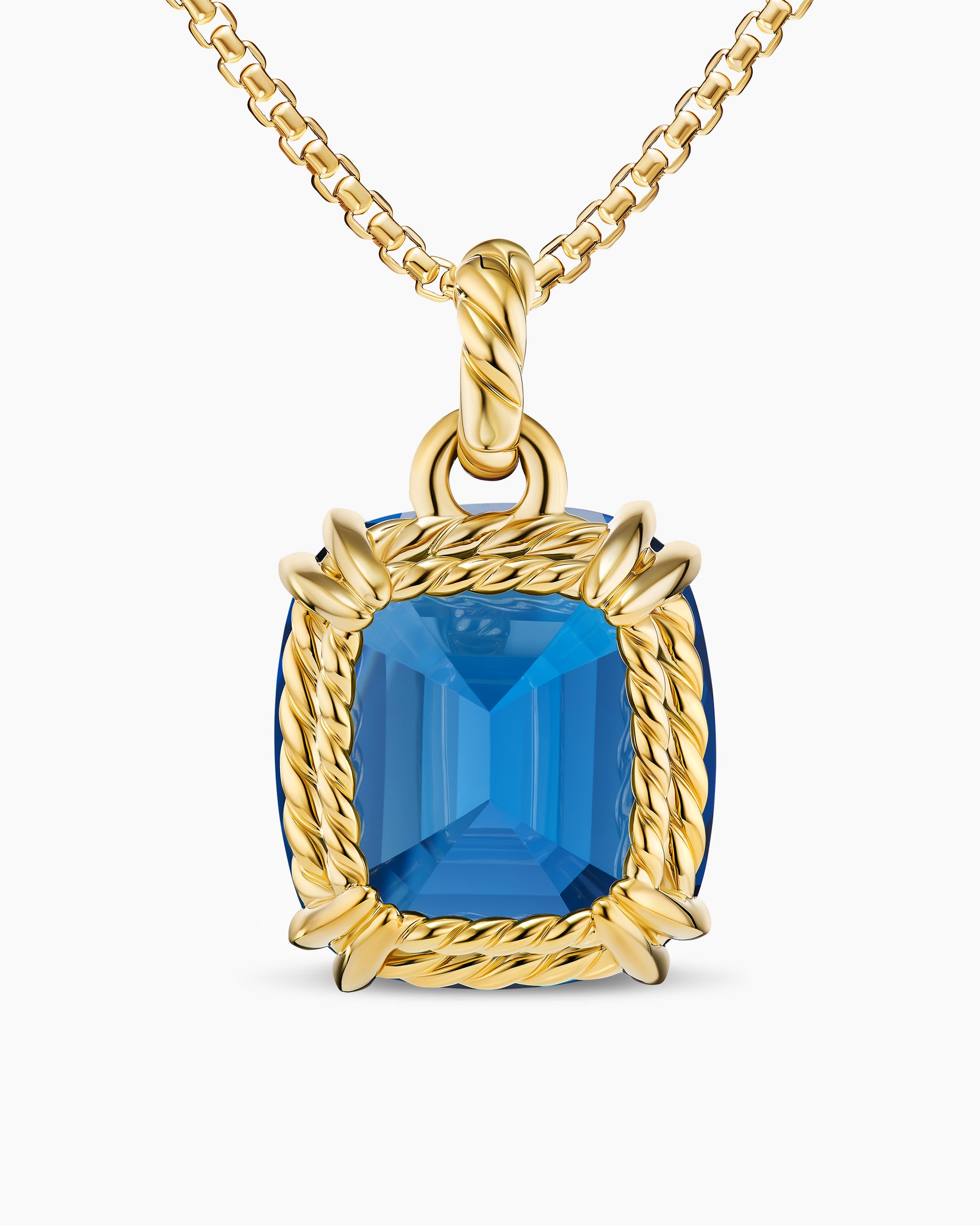 Marbella Pendant in 18K Yellow Gold with Hampton Blue Topaz, 22mm - Image 4