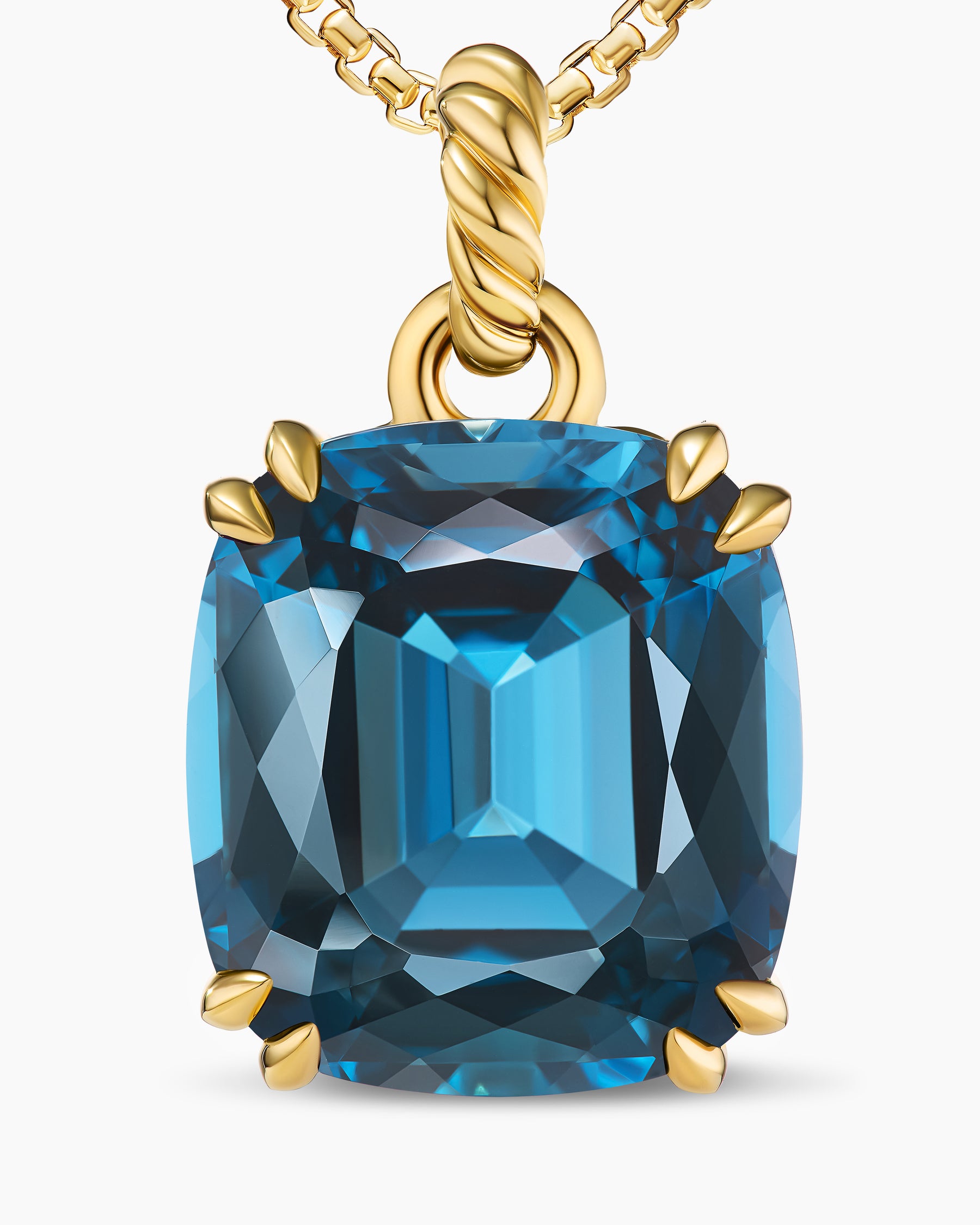 Marbella Pendant in 18K Yellow Gold with Hampton Blue Topaz, 22mm - Image 5