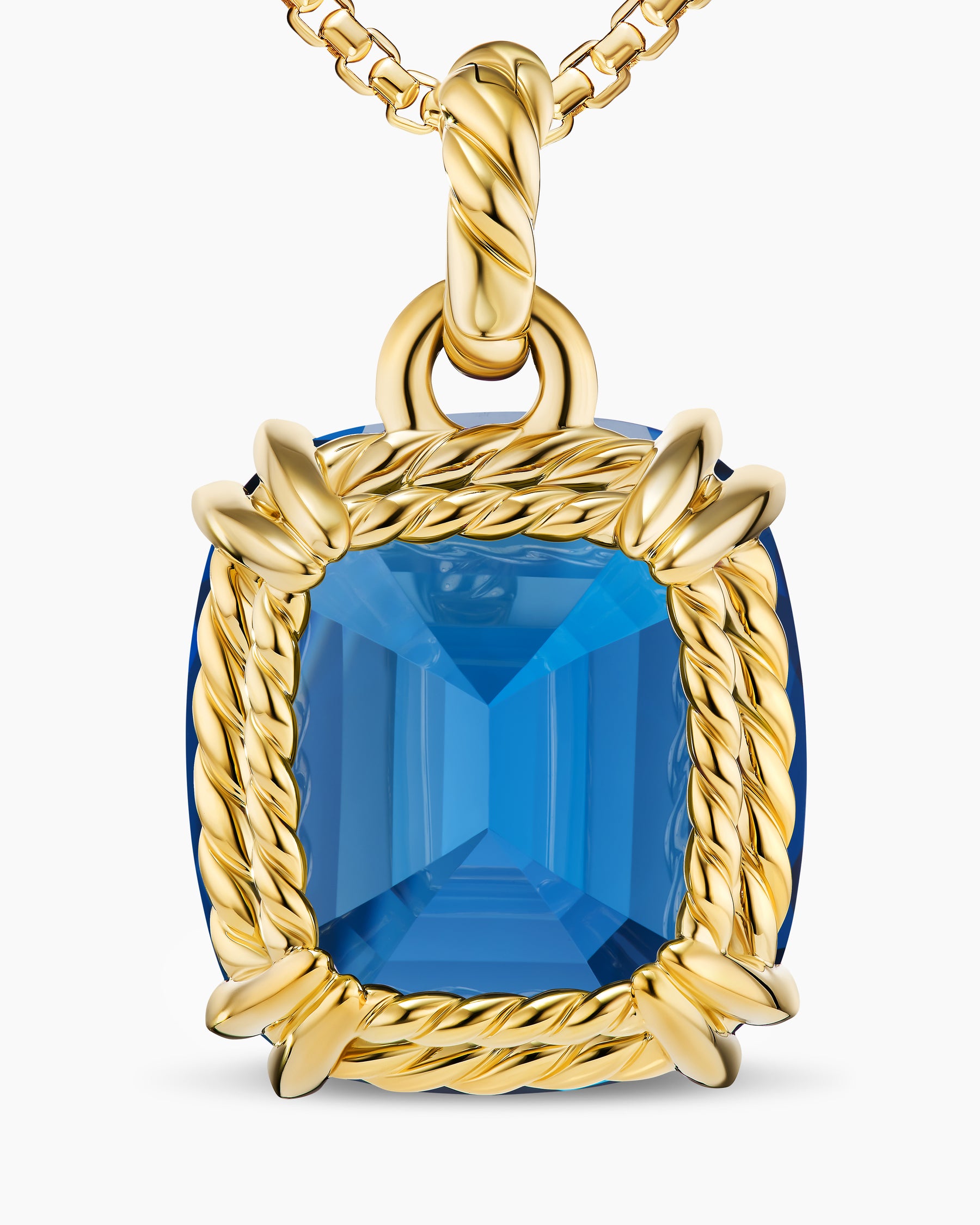 Marbella Pendant in 18K Yellow Gold with Hampton Blue Topaz, 22mm - Image 6