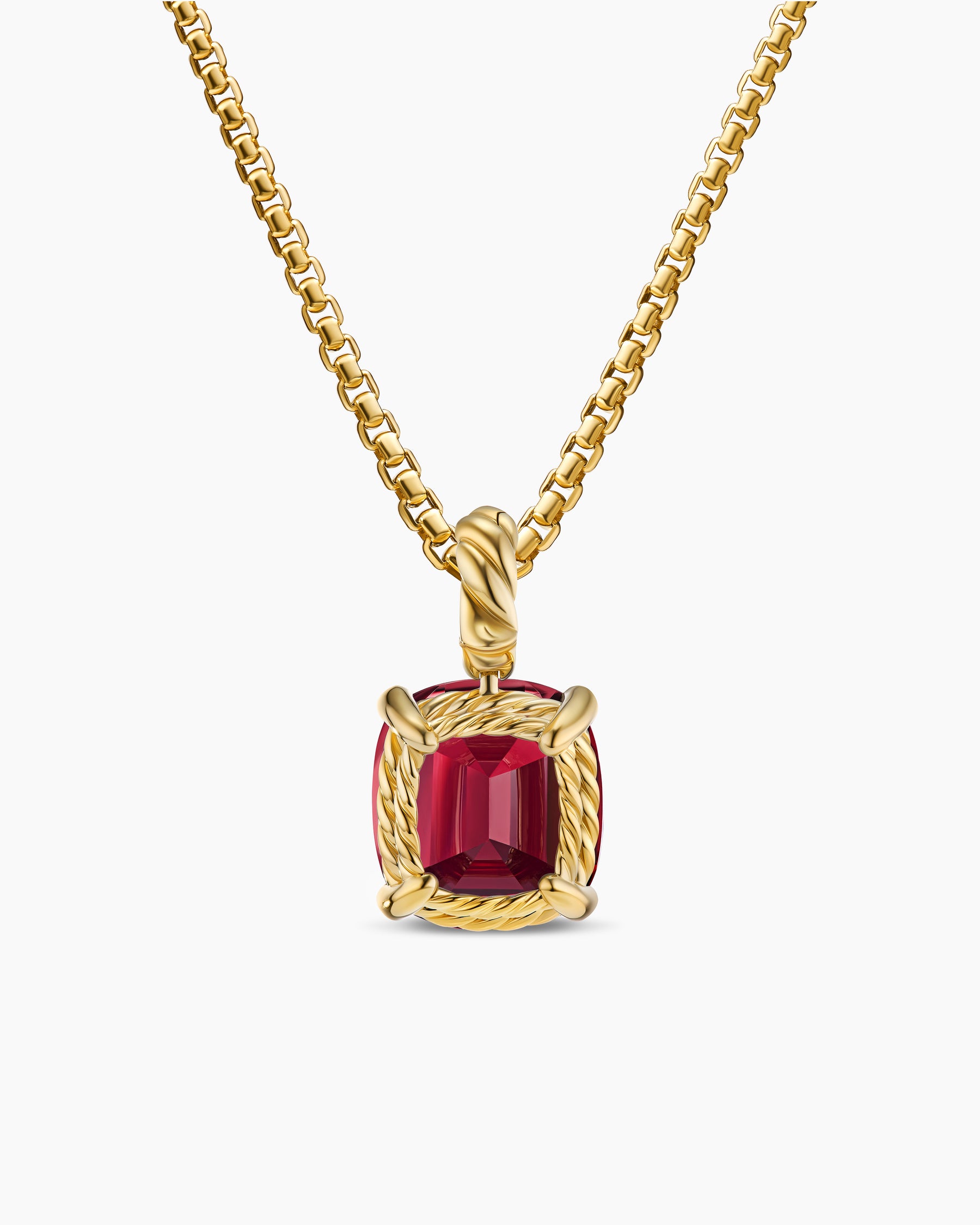 Marbella Pendant in 18K Yellow Gold with Rhodolite Garnet, 12mm - Image 4