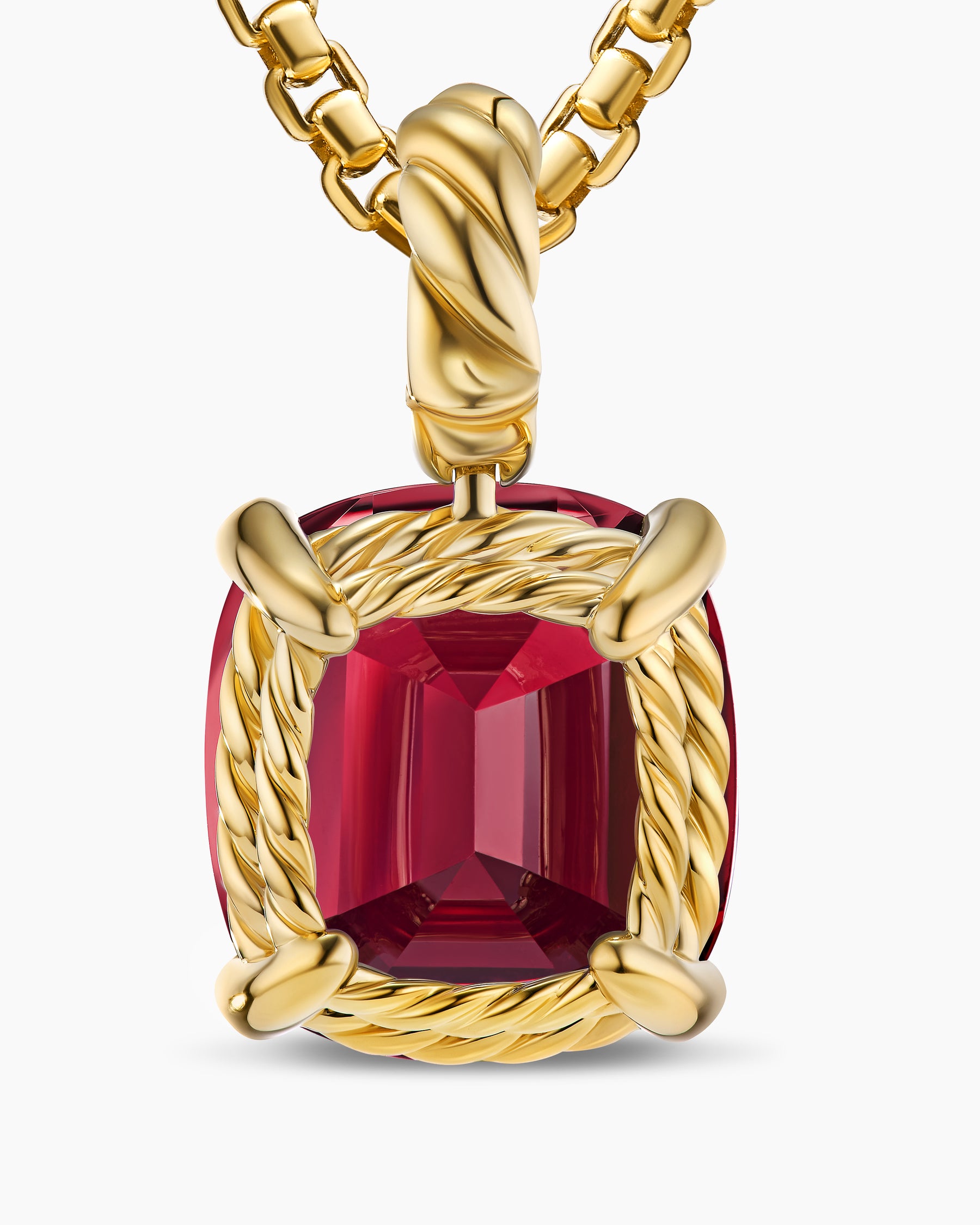 Marbella Pendant in 18K Yellow Gold with Rhodolite Garnet, 12mm - Image 6